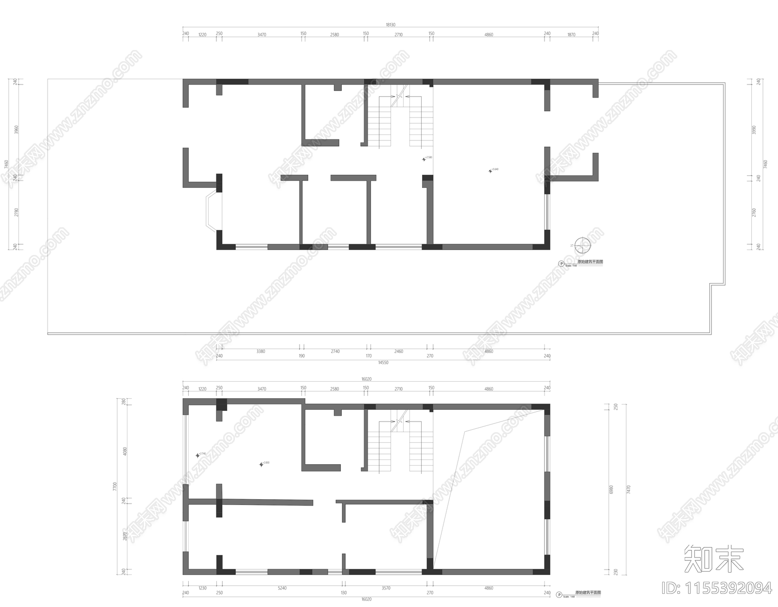 400平别墅室内平面图施工图下载【ID:1155392094】