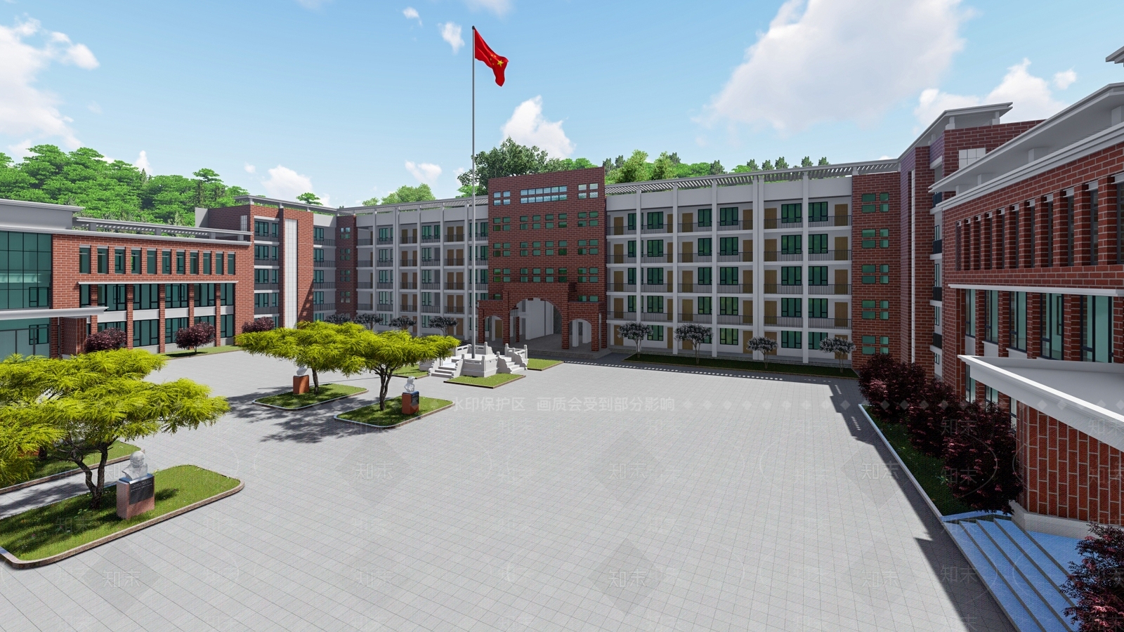 现代风格学校教学楼SU模型下载【ID:1155392104】