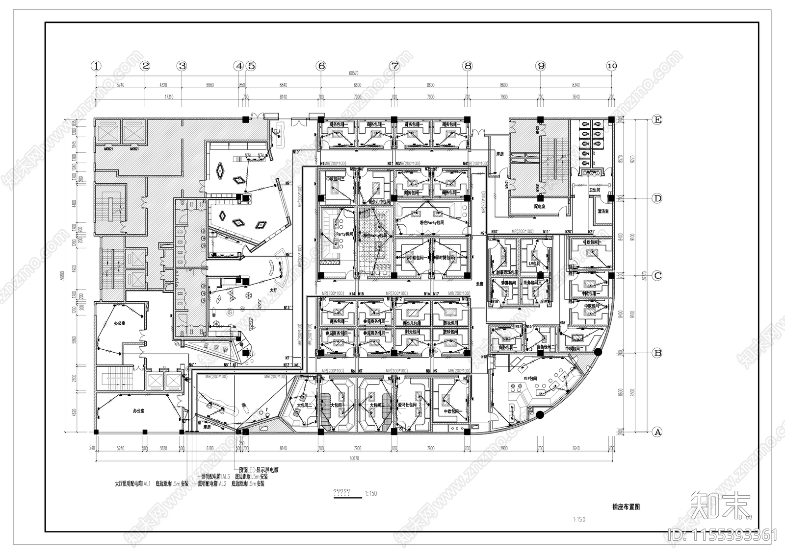 K歌之星室内cad施工图下载【ID:1155393361】