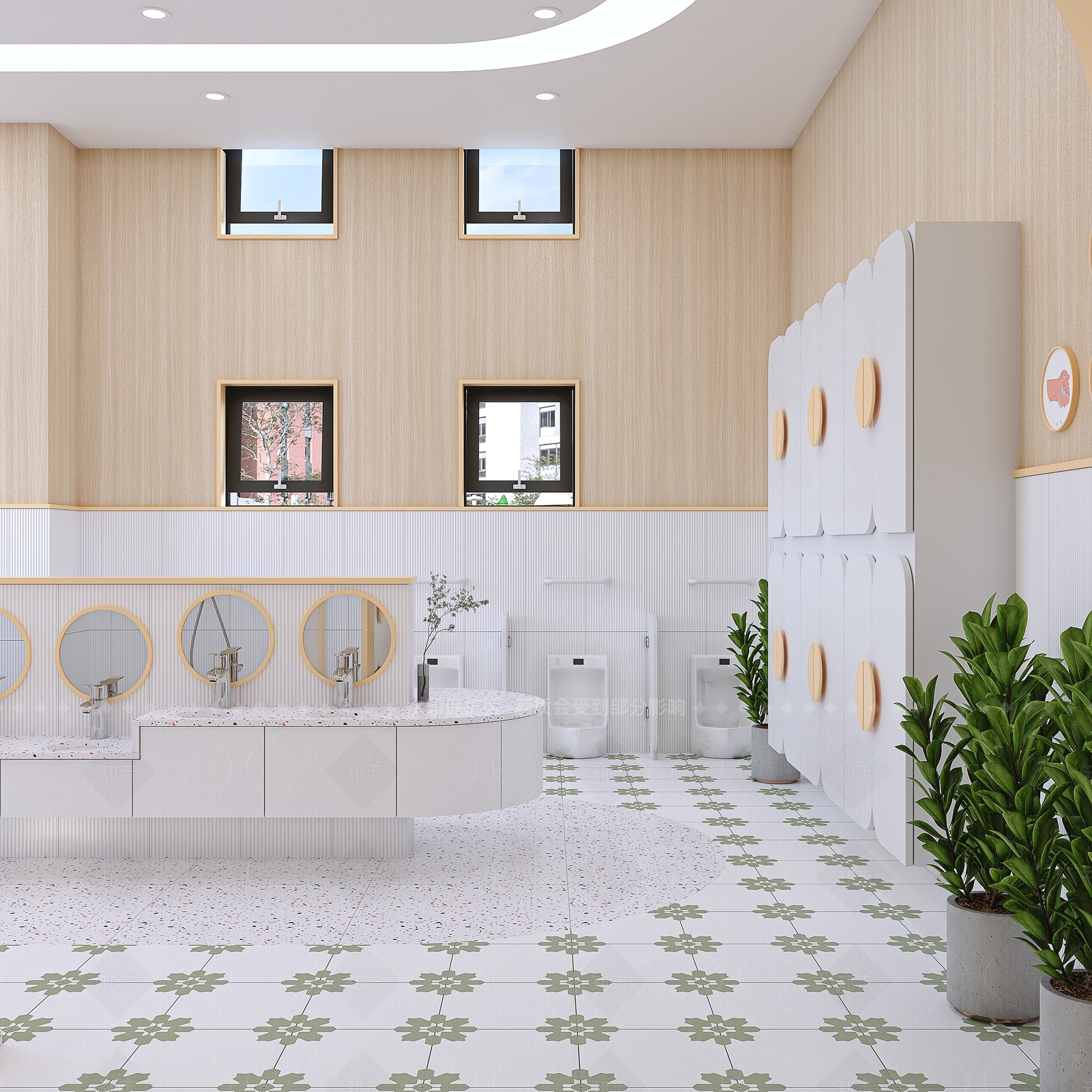 现代幼儿园卫生间3D模型下载【ID:1155395959】