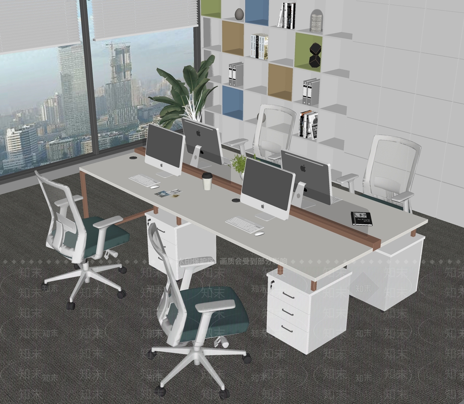 现代办公桌椅SU模型下载【ID:1155396835】