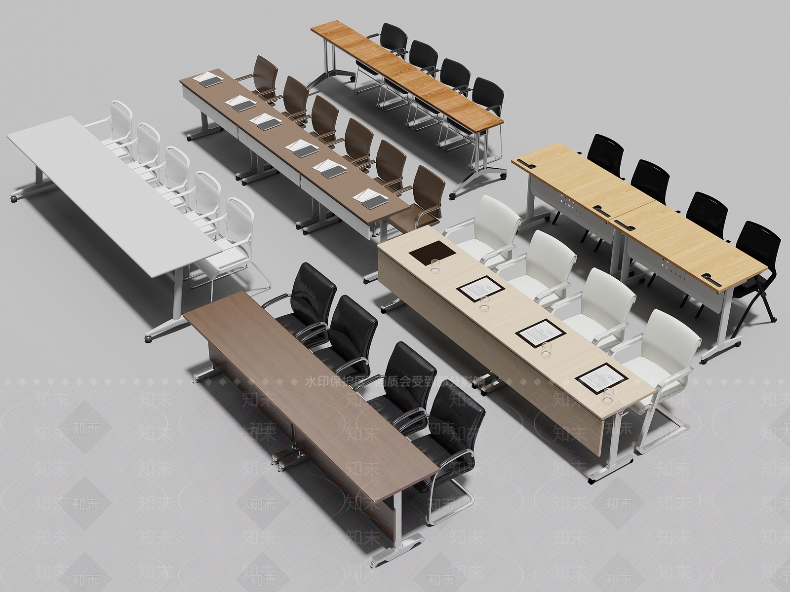 现代会议桌椅3D模型下载【ID:1155396976】