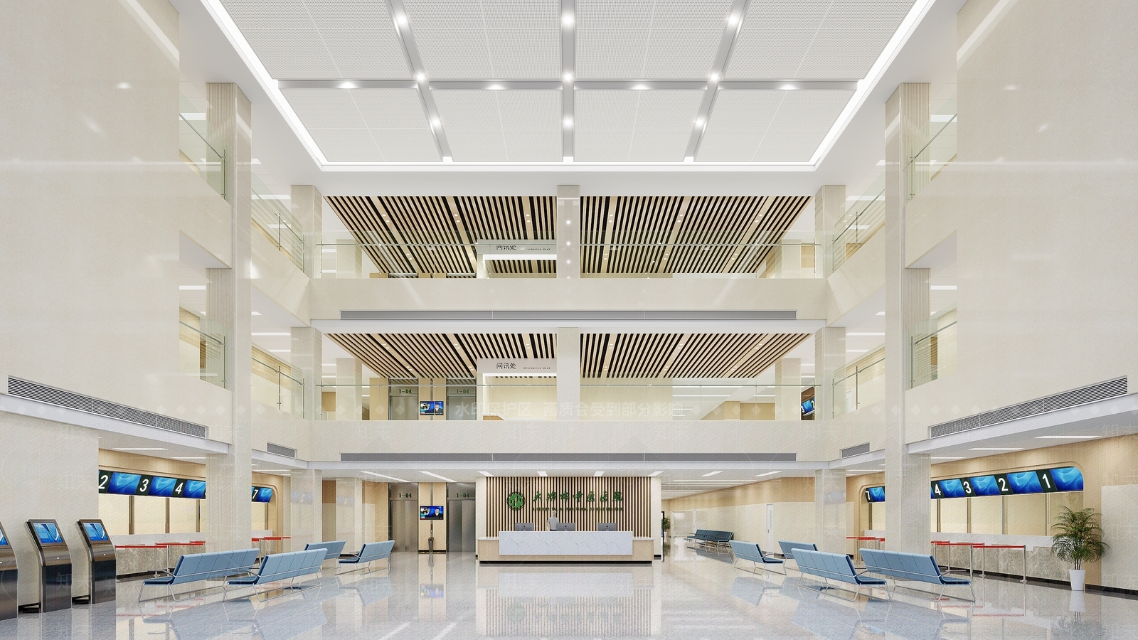 现代医院门诊大厅SU模型下载【ID:1155398142】