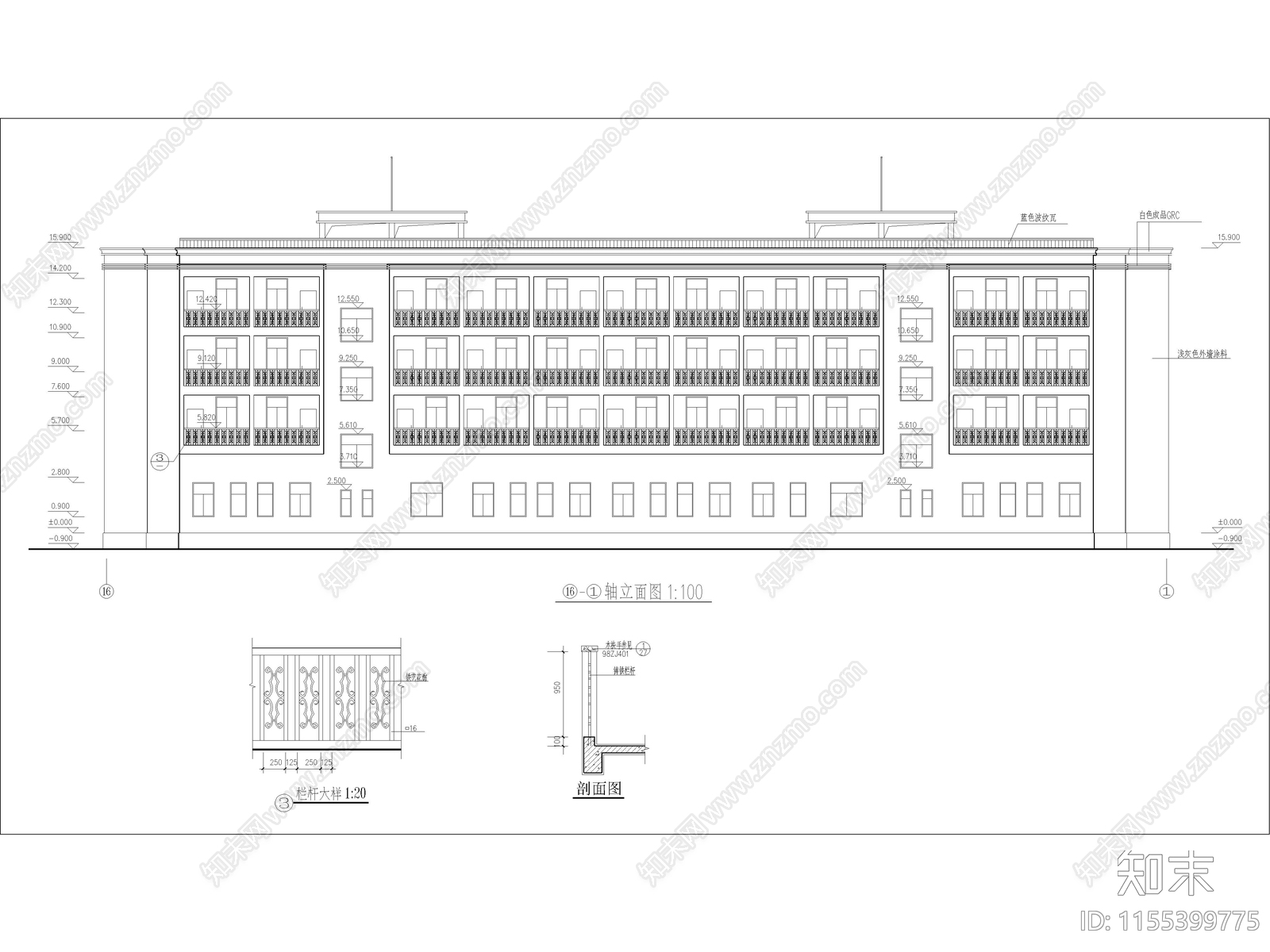 办公商务综合楼全套建筑设计图cad施工图下载【ID:1155399775】