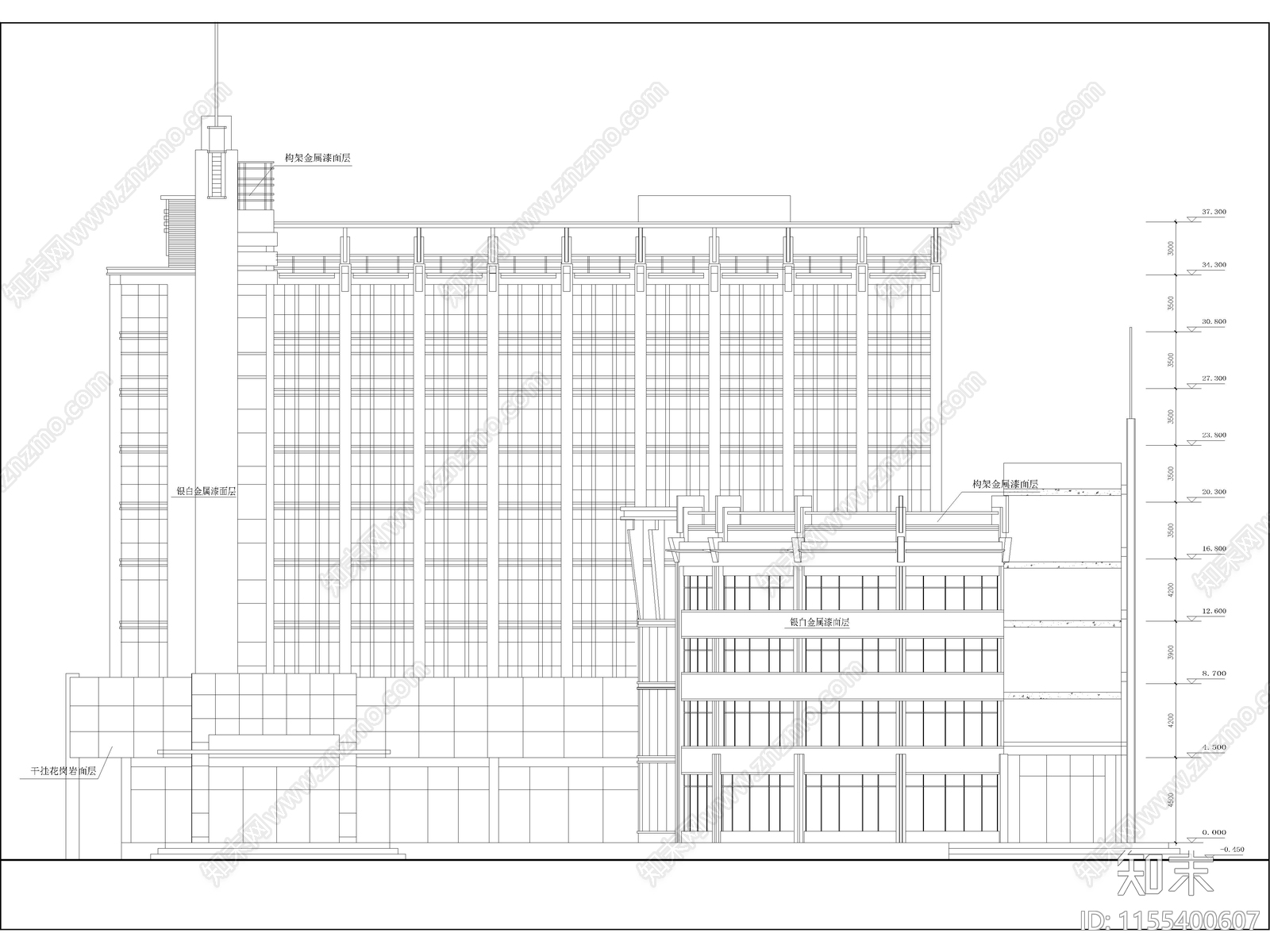 办公商务综合楼建筑设计图cad施工图下载【ID:1155400607】