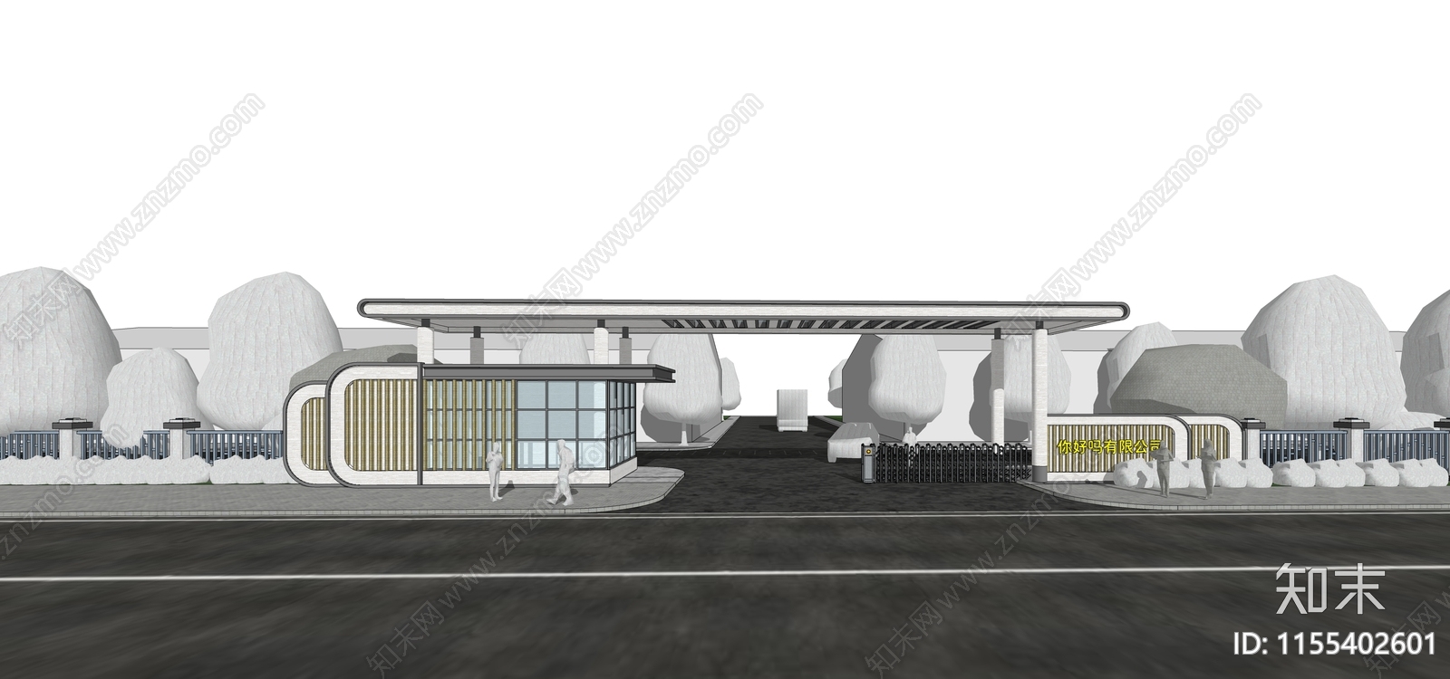 现代产业园区入口SU模型下载【ID:1155402601】