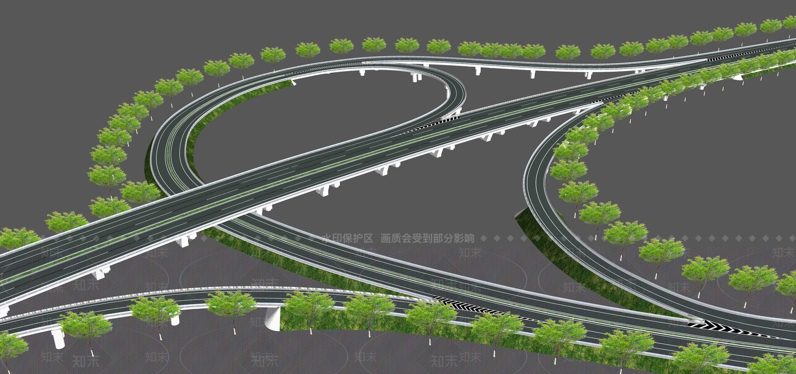 现代高速公路SU模型下载【ID:1155404033】