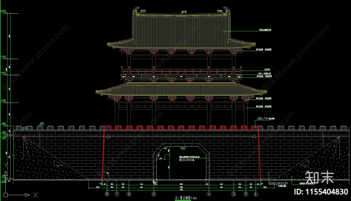 石门建筑cad施工图下载【ID:1155404830】