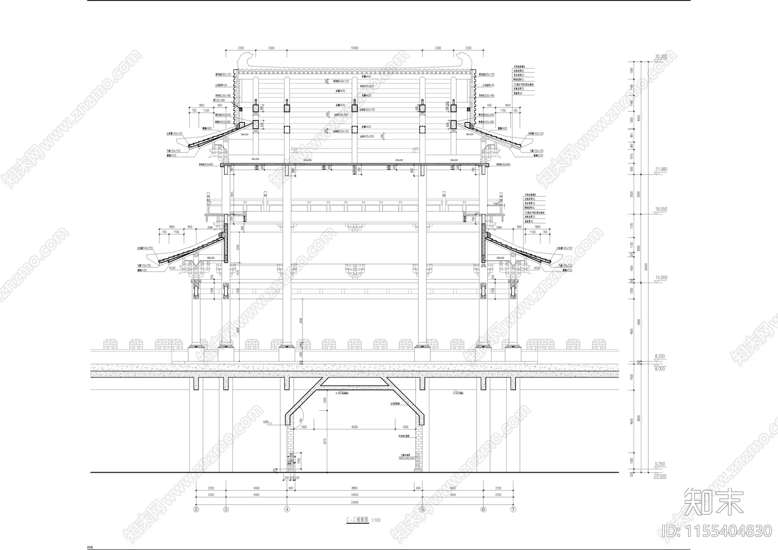 石门建筑cad施工图下载【ID:1155404830】