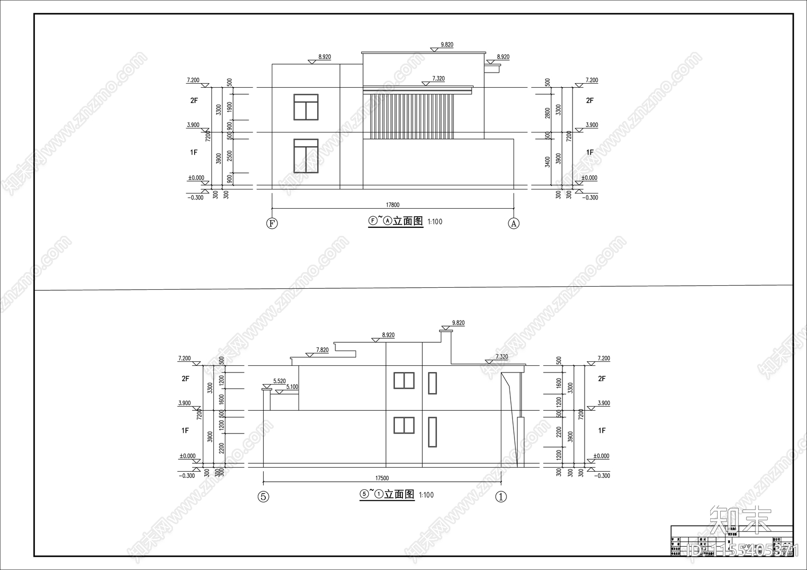 现代独栋别墅建筑设计cad施工图下载【ID:1155405371】