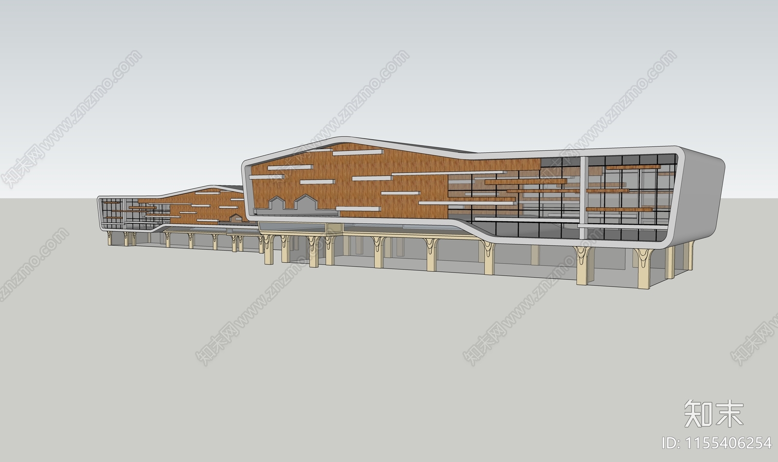 现代异形办公建筑SU模型下载【ID:1155406254】