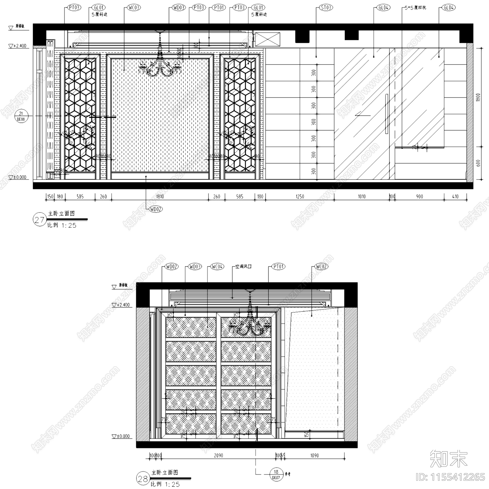 简欧义乌天元滨江国际挑空二层别墅室内家装cad施工图下载【ID:1155412265】