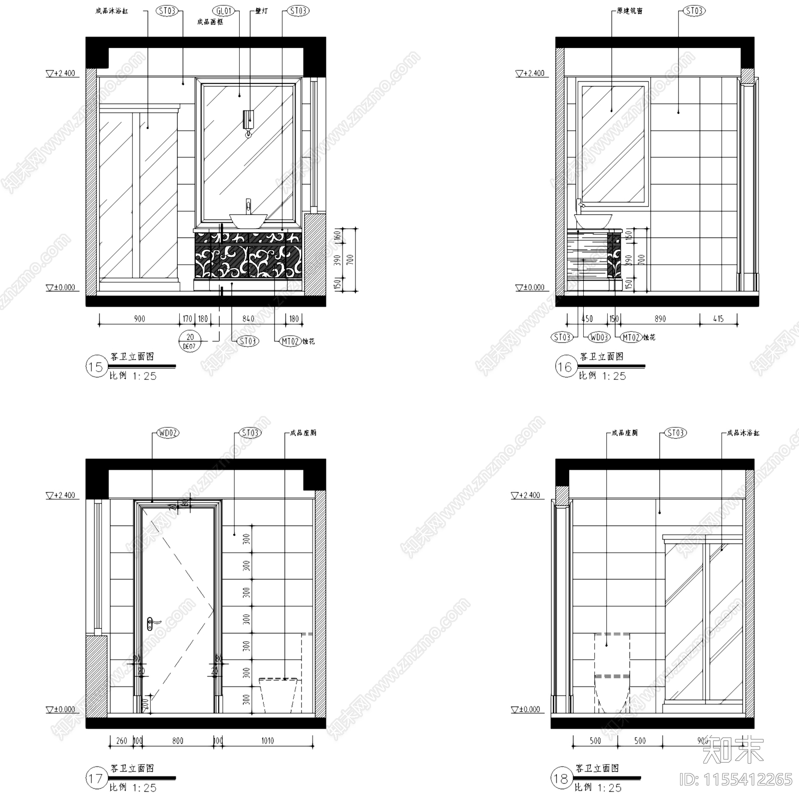 简欧义乌天元滨江国际挑空二层别墅室内家装cad施工图下载【ID:1155412265】