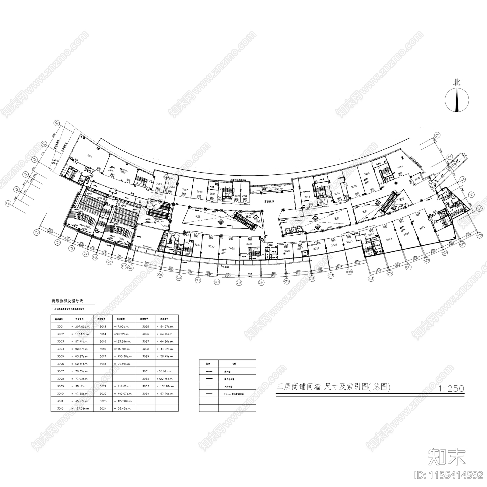 深圳城市广场五层商场室内工装cad施工图下载【ID:1155414592】