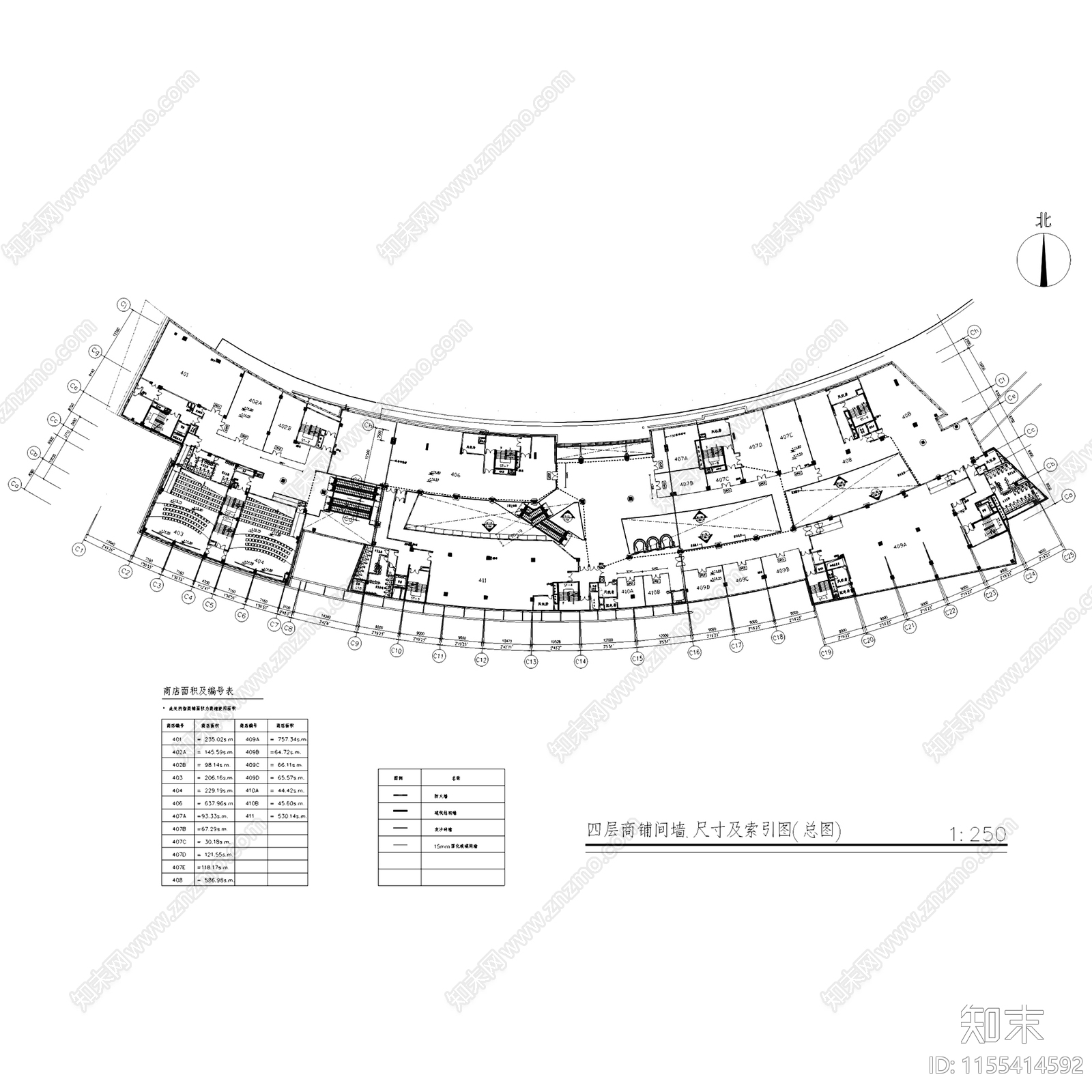 深圳城市广场五层商场室内工装cad施工图下载【ID:1155414592】