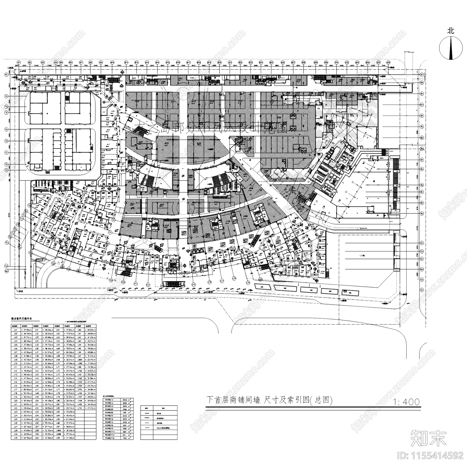 深圳城市广场五层商场室内工装cad施工图下载【ID:1155414592】