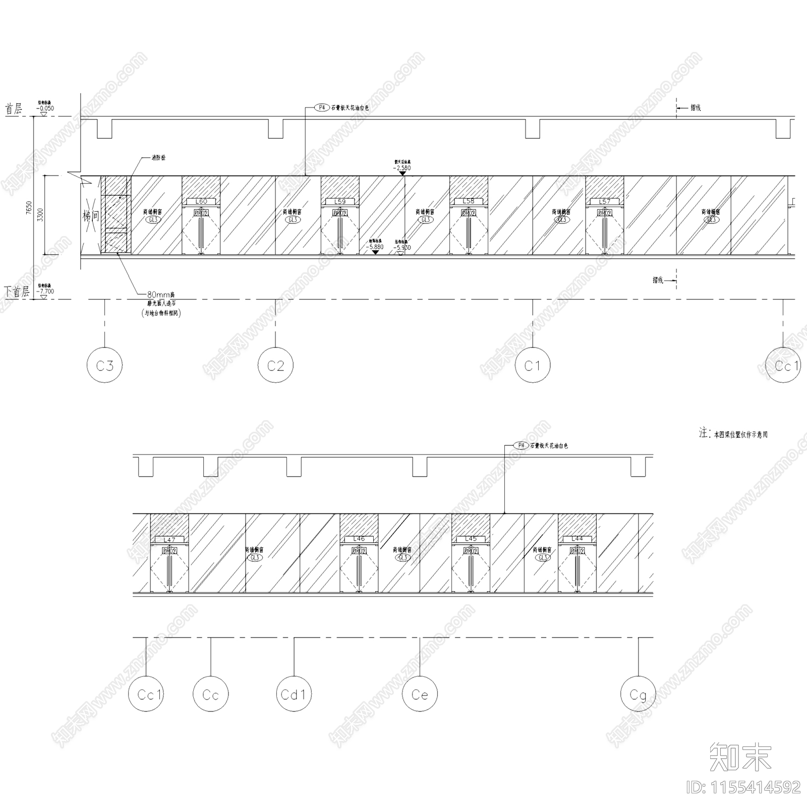 深圳城市广场五层商场室内工装cad施工图下载【ID:1155414592】