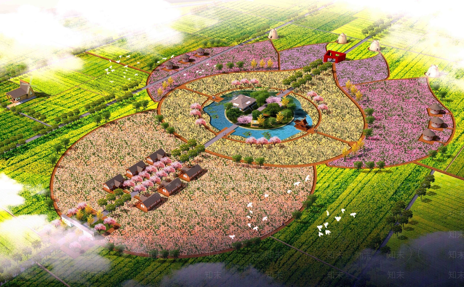 现代农业花海大地景观公园SU模型下载【ID:1155417361】