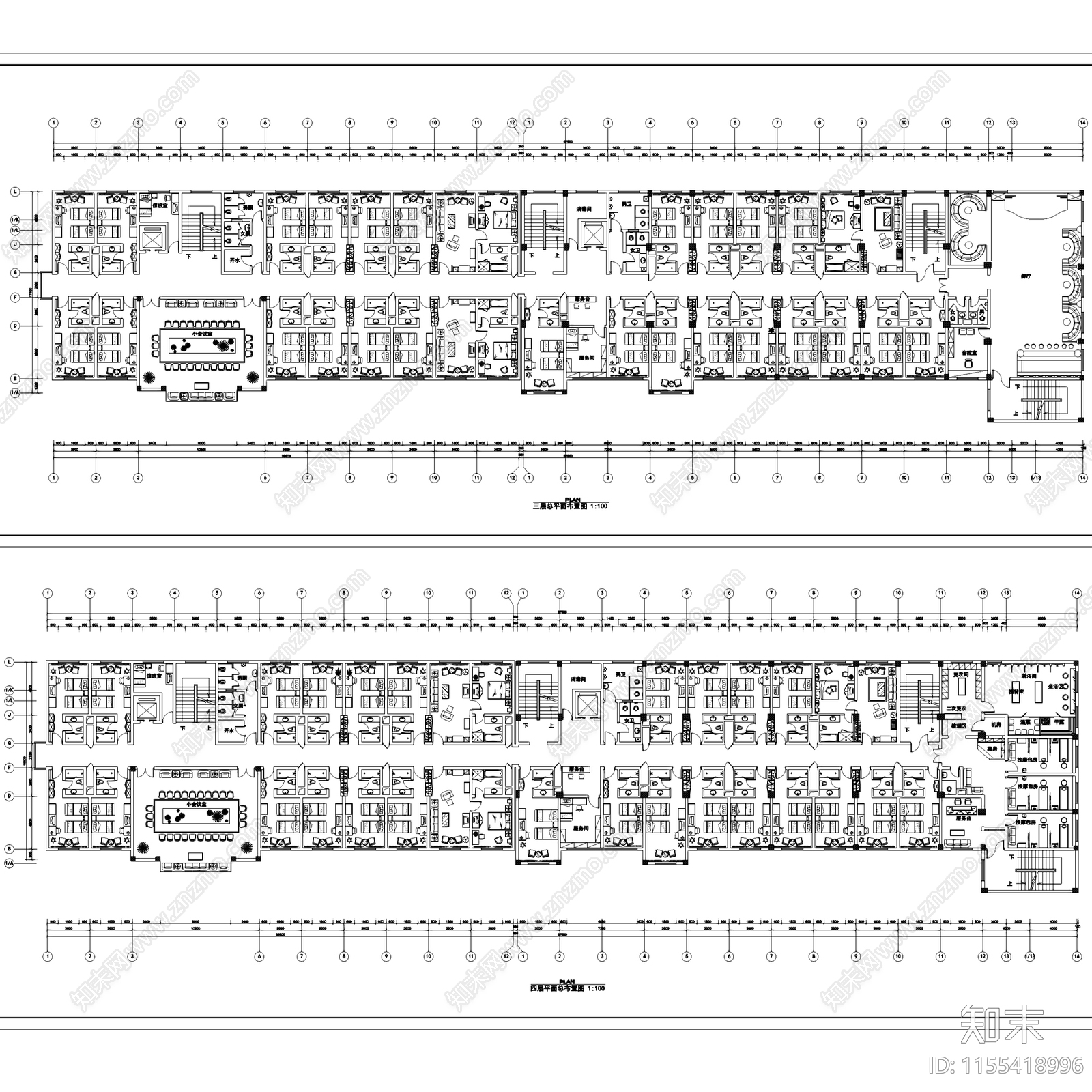 八层军事供应站服务楼军需酒店室内工装cad施工图下载【ID:1155418996】
