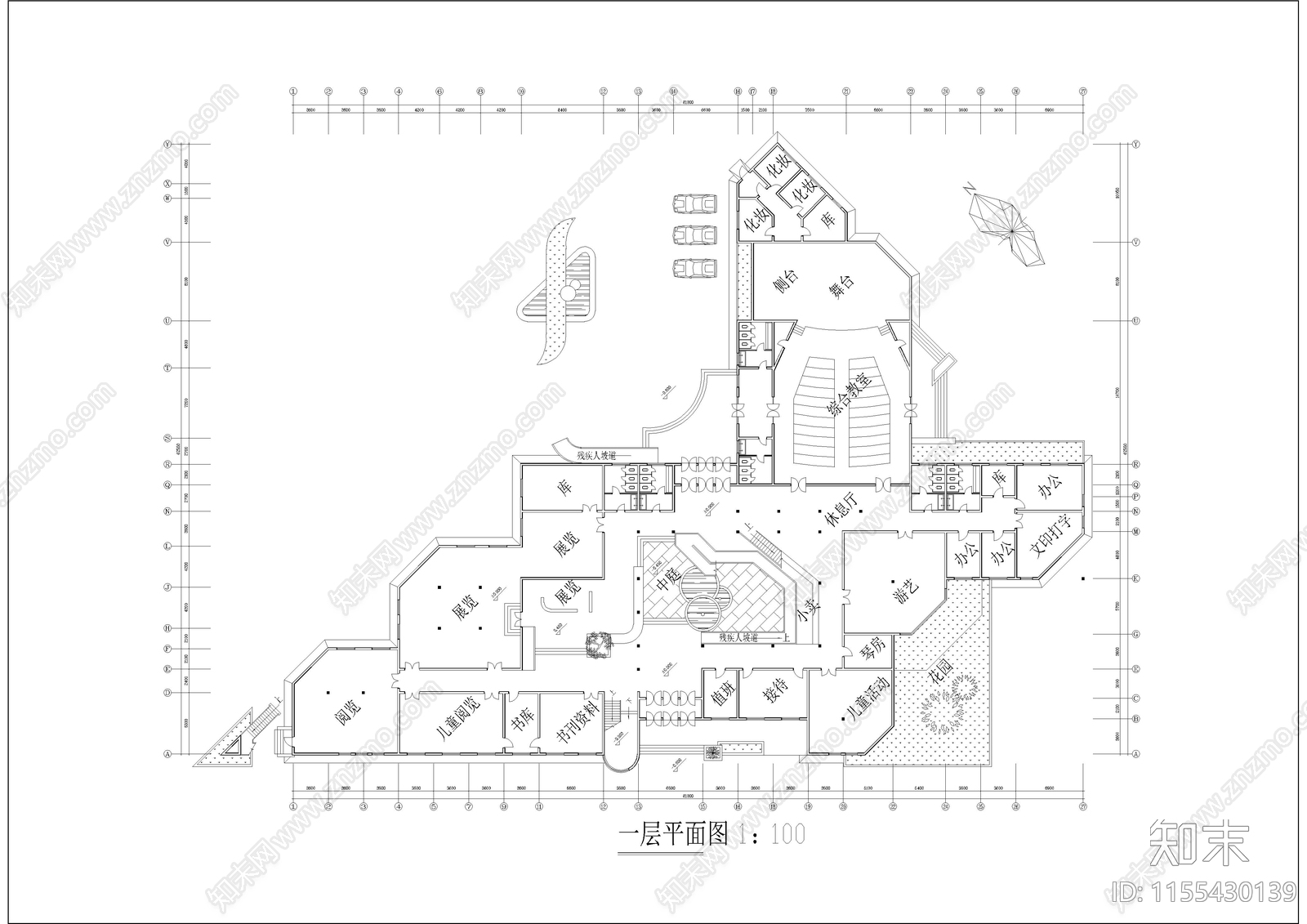 4060㎡文化艺术展厅展馆cad施工图下载【ID:1155430139】