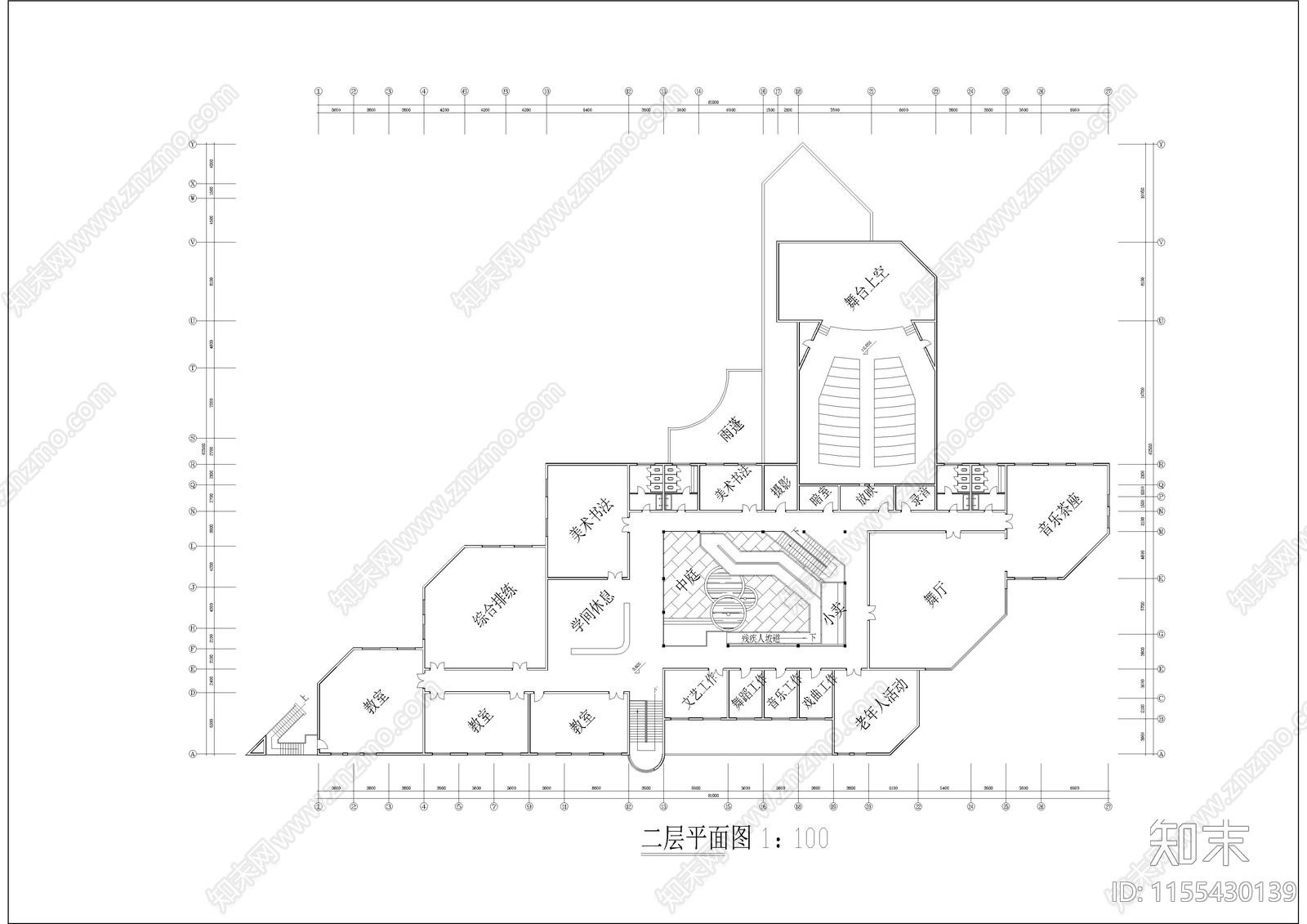 4060㎡文化艺术展厅展馆cad施工图下载【ID:1155430139】