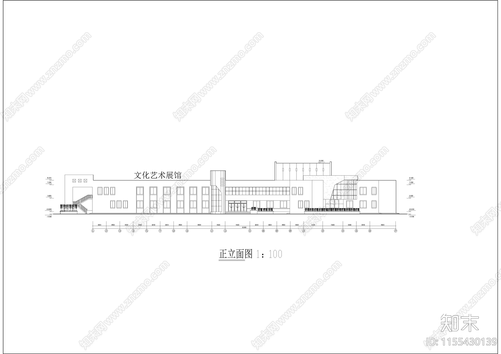4060㎡文化艺术展厅展馆cad施工图下载【ID:1155430139】