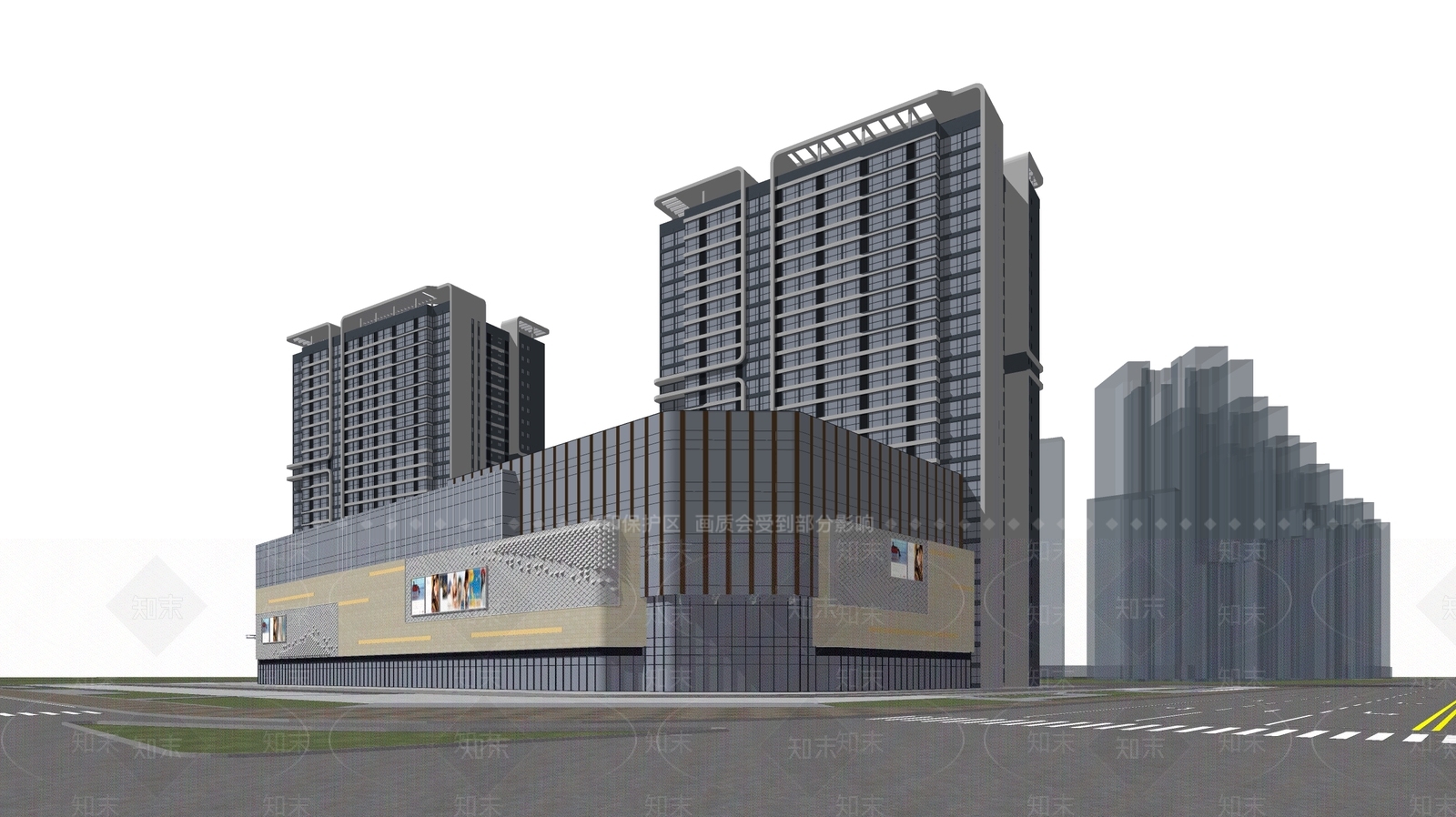 现代商业住宅综合体SU模型下载【ID:1155431377】
