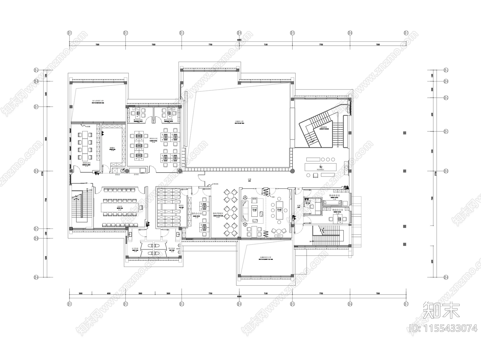 销售中心cad施工图下载【ID:1155433074】