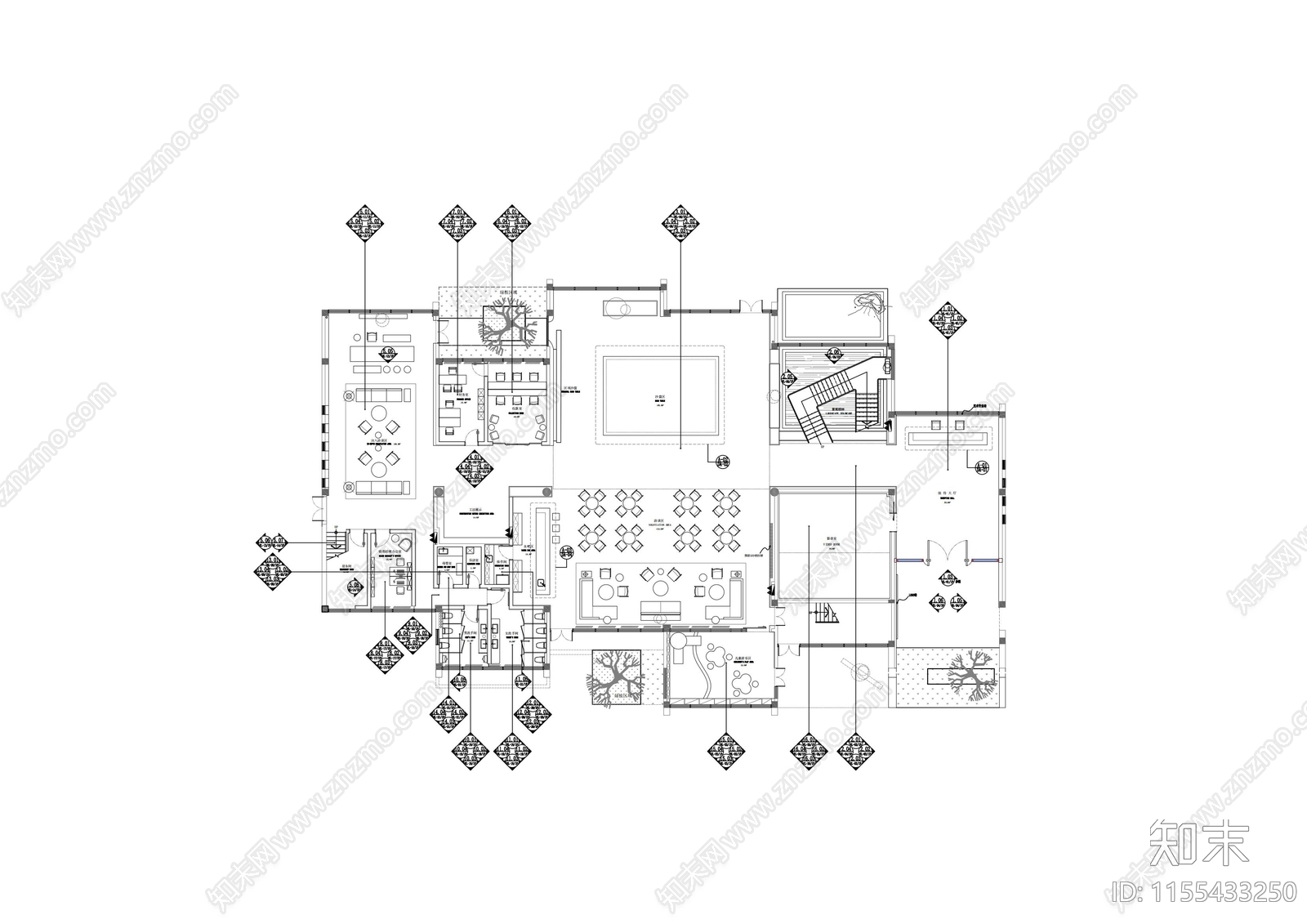 销售中心cad施工图下载【ID:1155433250】