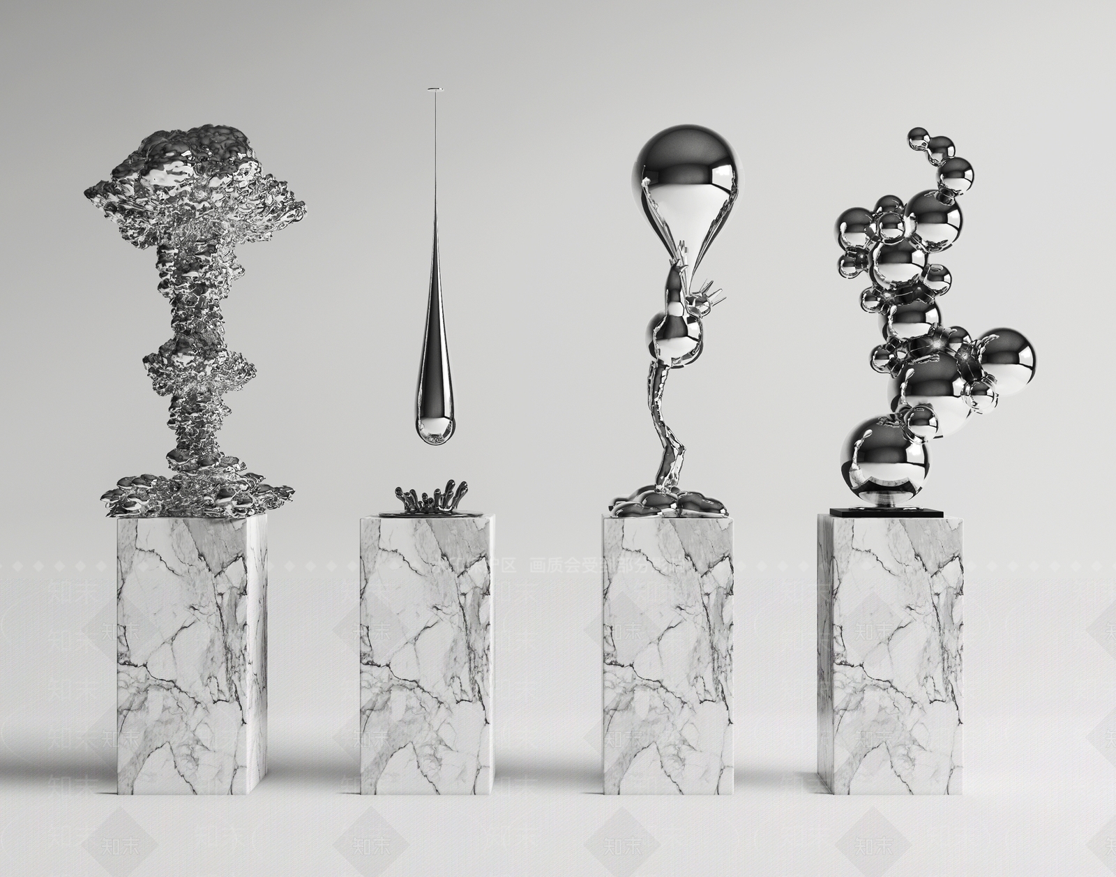 现代不锈钢抽象雕塑摆件SU模型下载【ID:1155433639】