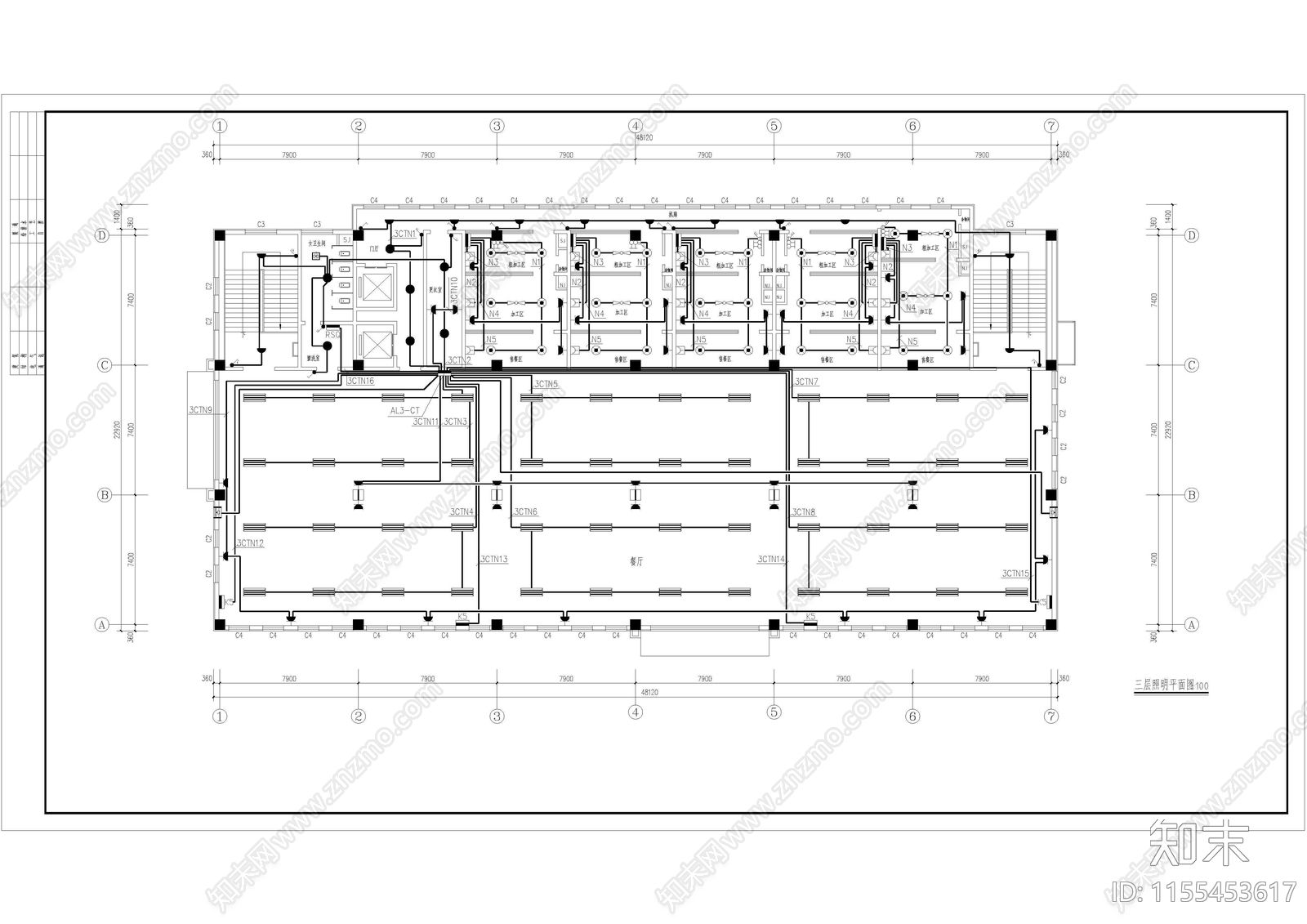 学校食堂建筑结构水暖cad施工图下载【ID:1155453617】