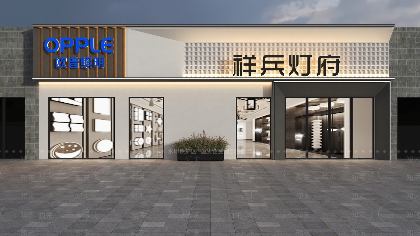 现代灯具店门头3D模型下载【ID:1155455762】