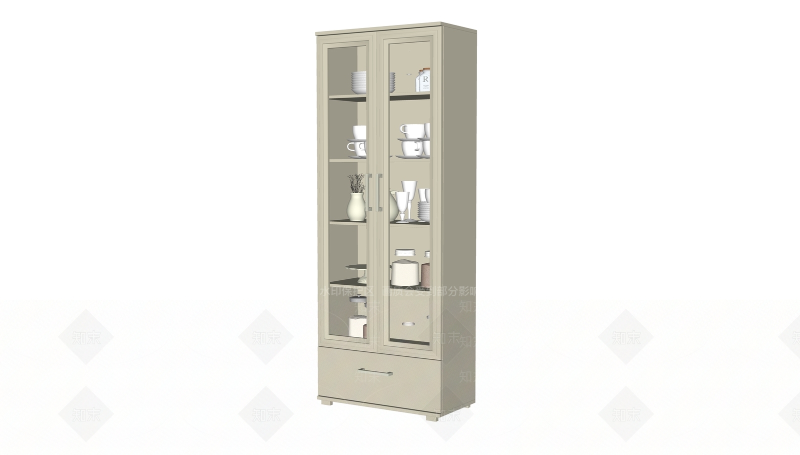现代餐具储物柜SU模型下载【ID:1155458496】