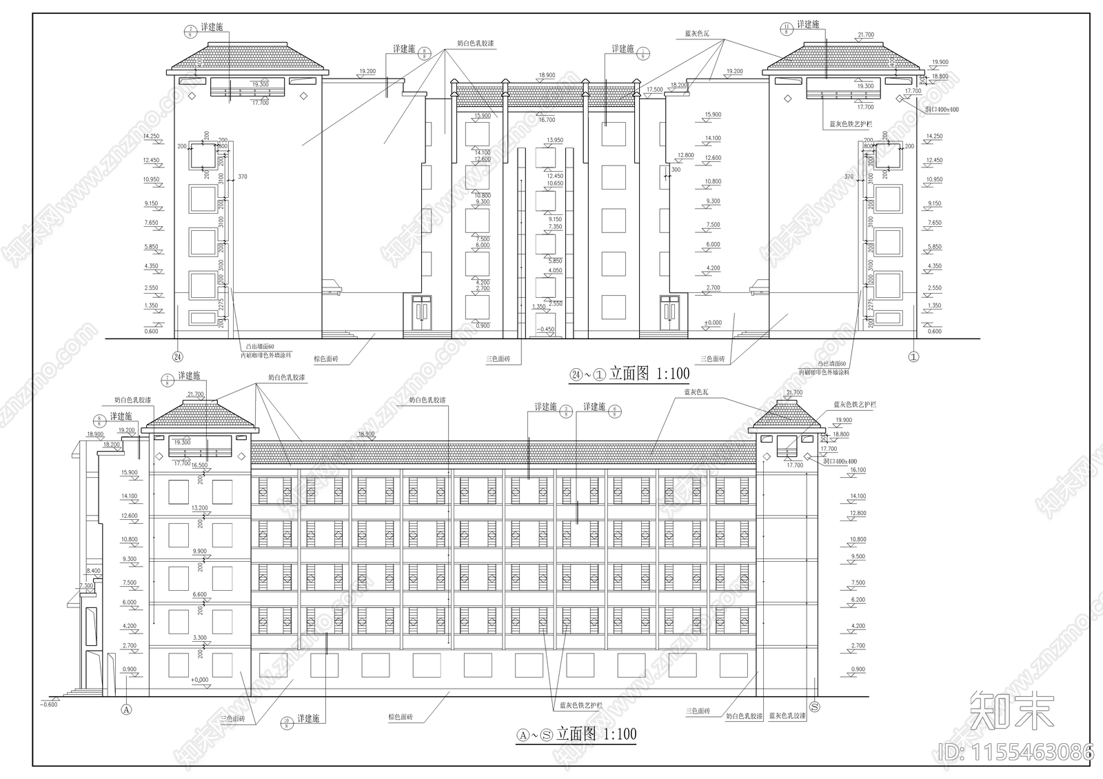 某学校学生公寓楼全套建筑cad施工图下载【ID:1155463086】