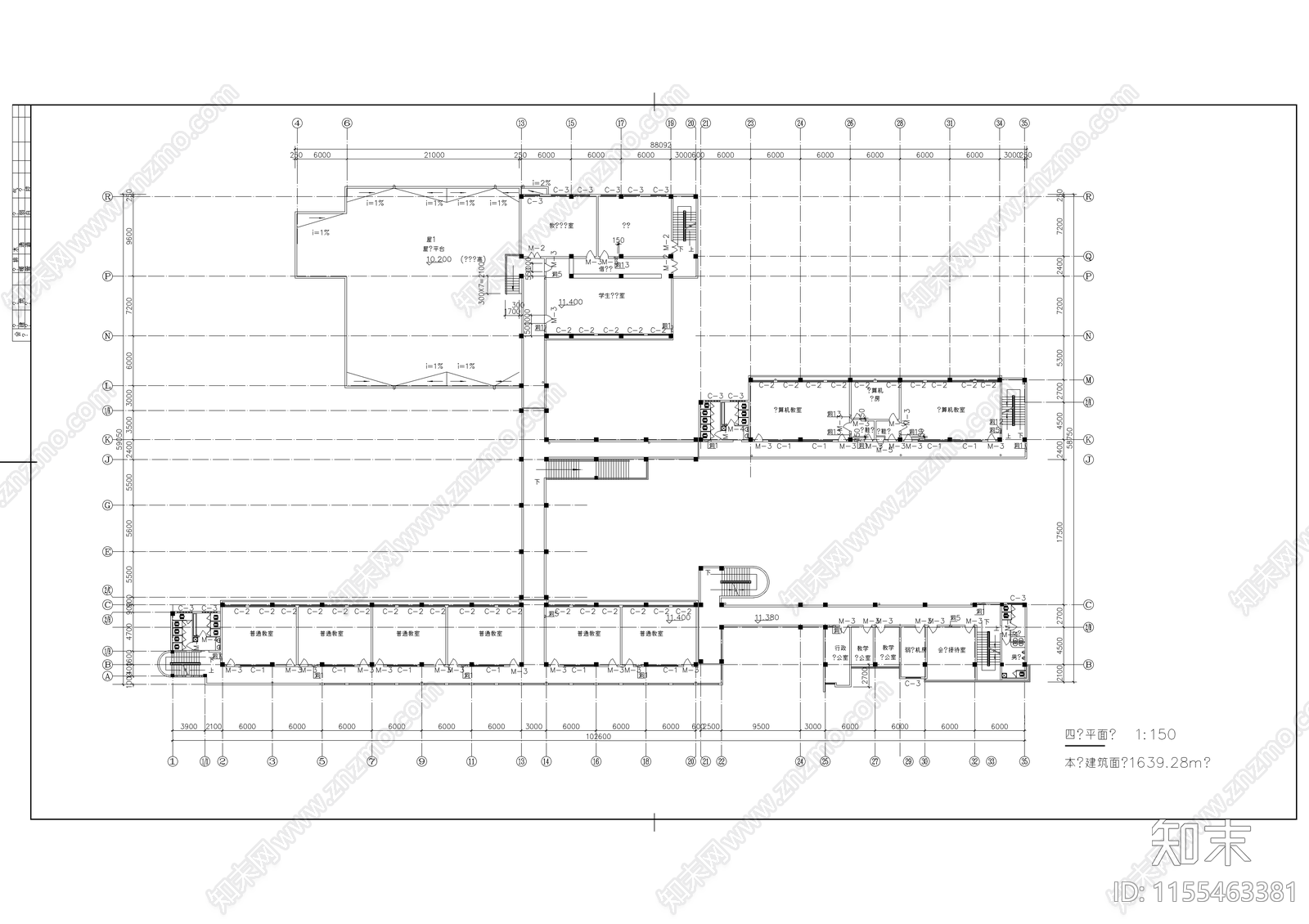 某学校综合楼cad施工图下载【ID:1155463381】