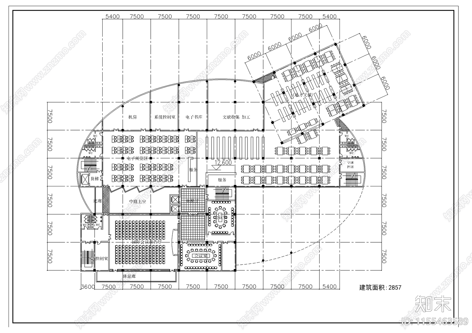 某学院图书馆设计方案cad施工图下载【ID:1155463589】