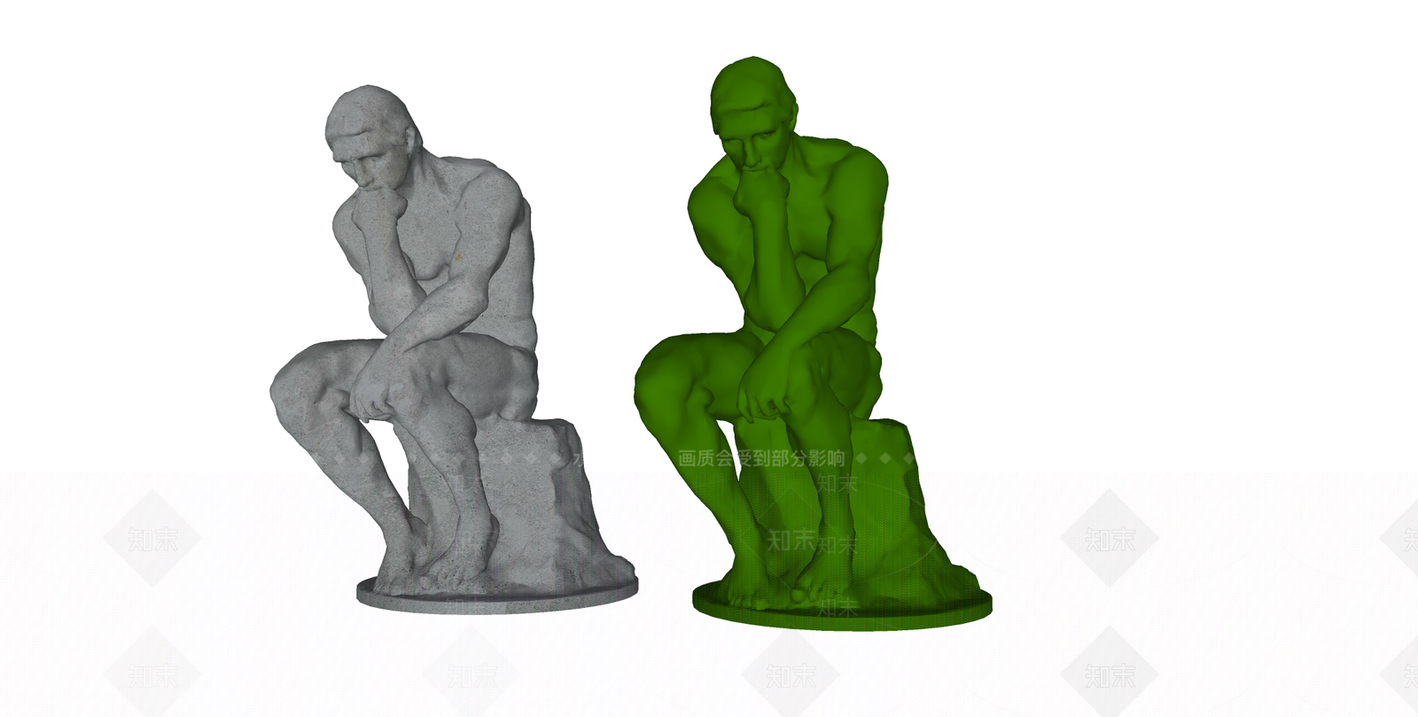 现代青铜思考者雕塑SU模型下载【ID:1155464258】