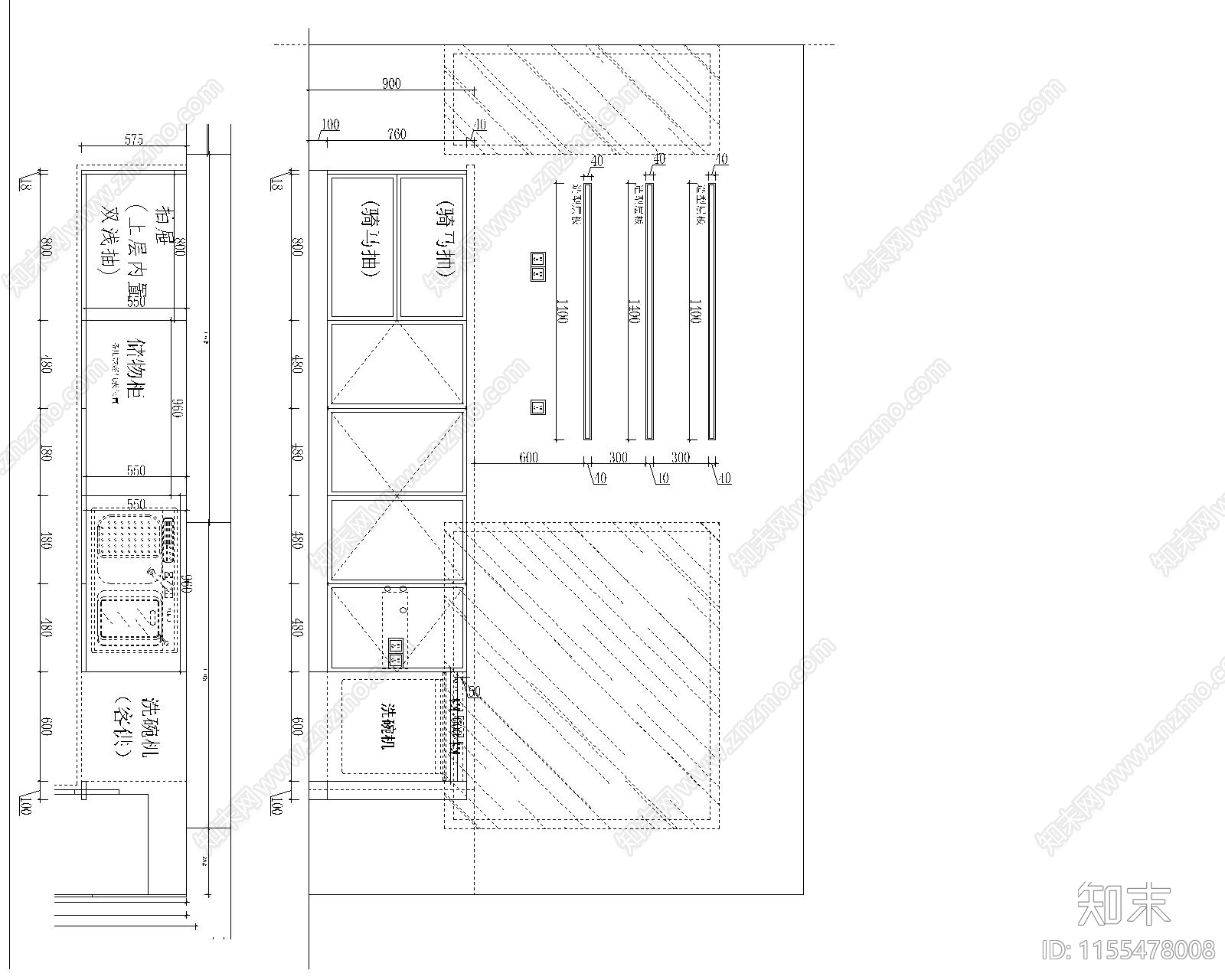 厨房CADcad施工图下载【ID:1155478008】