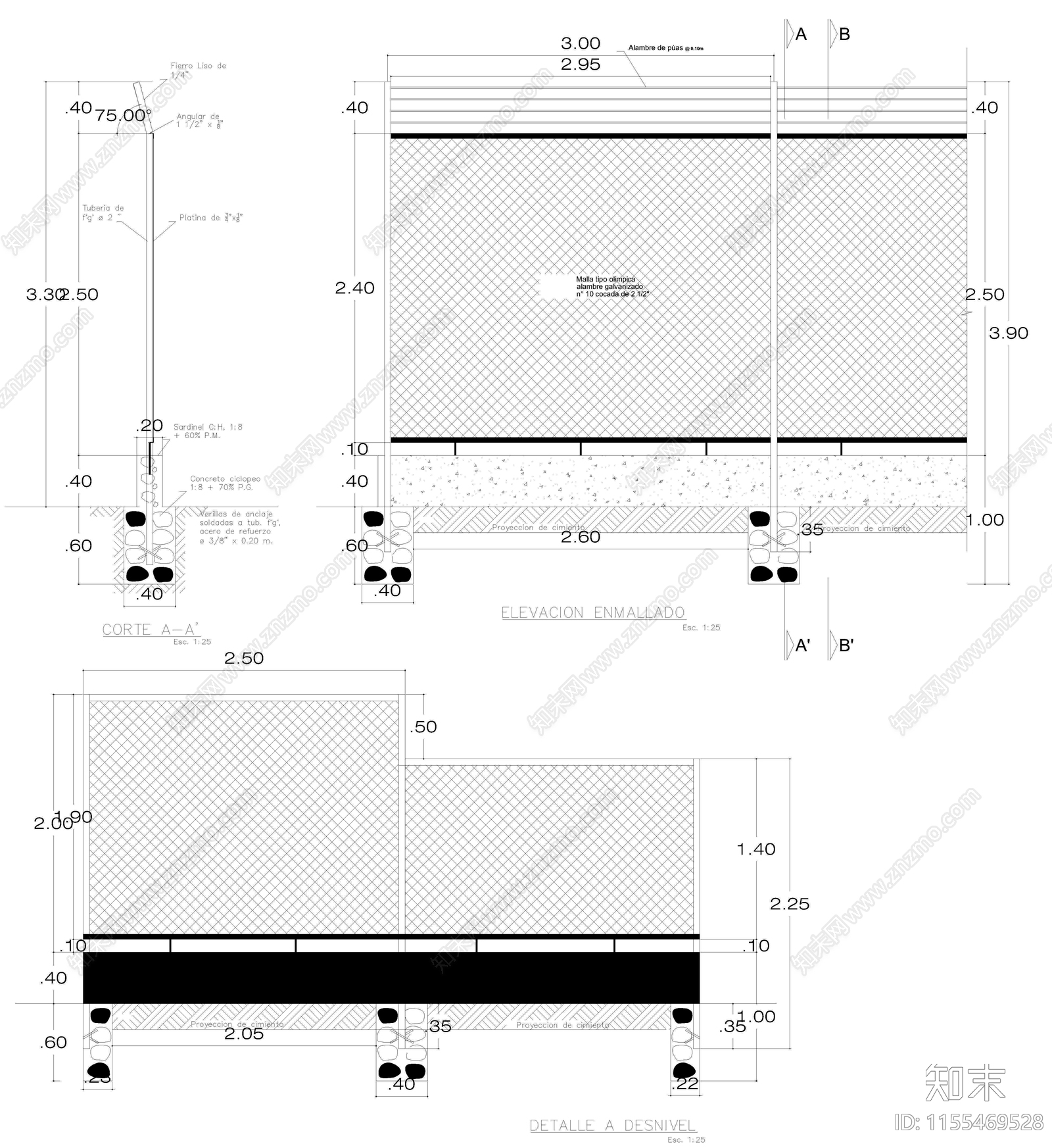 钢结构围栏图纸cad施工图下载【ID:1155469528】