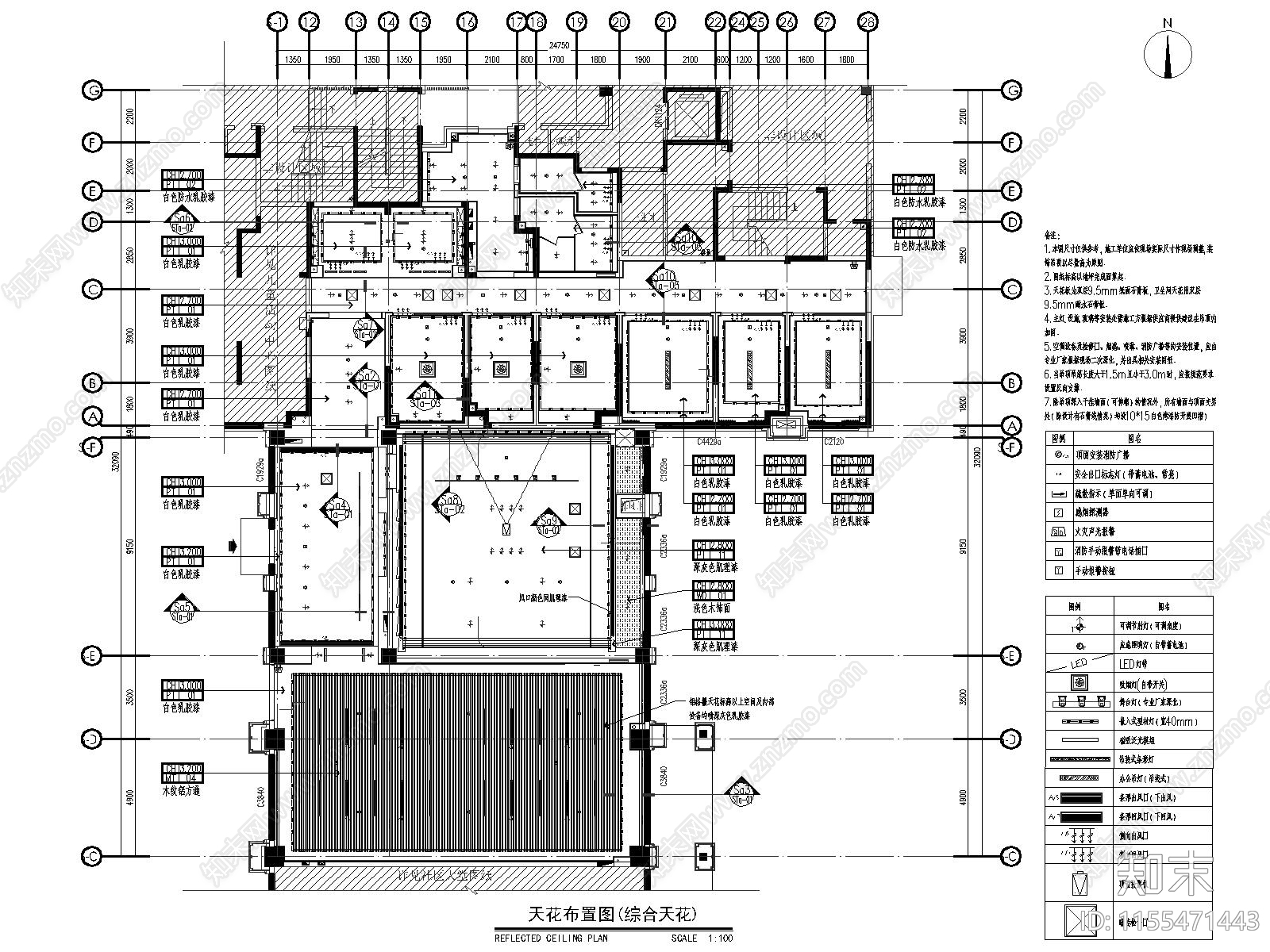 社区会所健身房茶室棋牌室cad施工图下载【ID:1155471443】