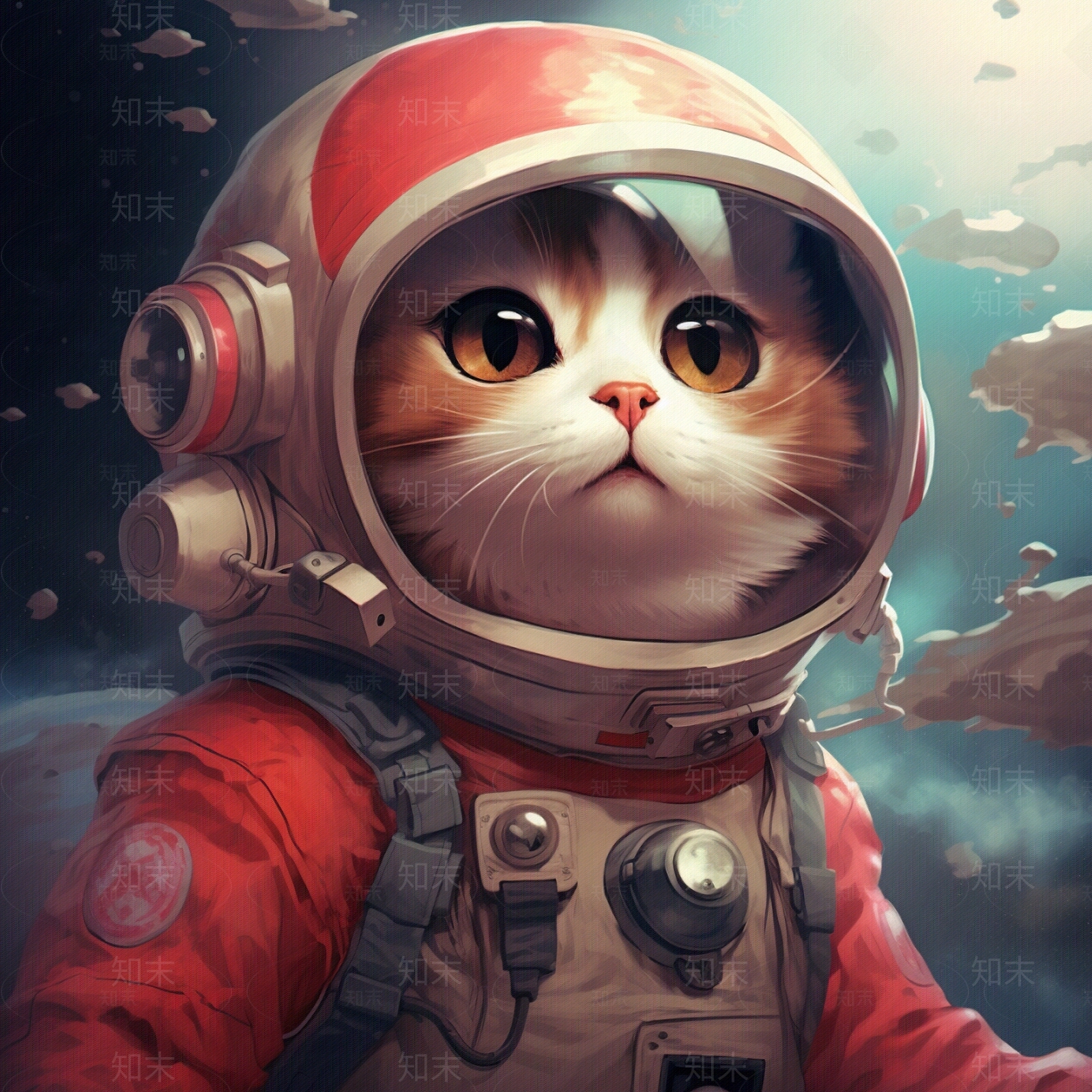 猫咪宇航员儿童房壁纸贴图下载【ID:1155472867】