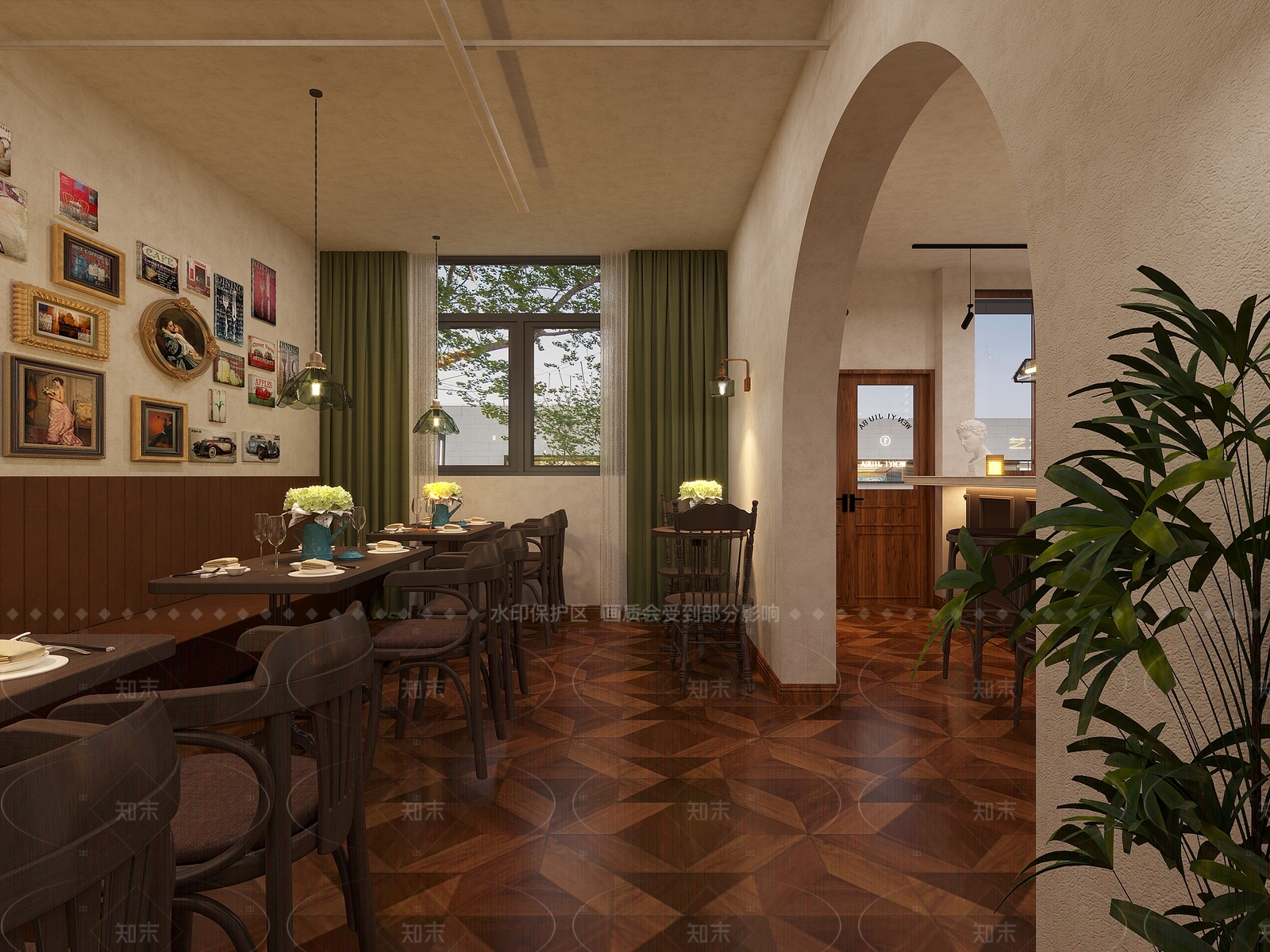 美式复古西餐厅3D模型下载【ID:1155475589】