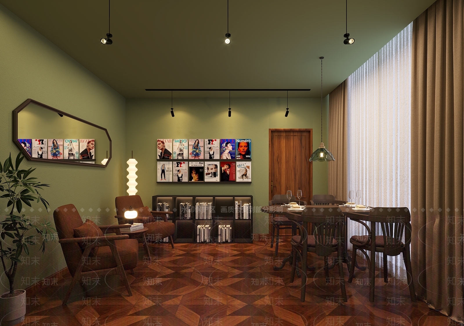 美式复古西餐厅3D模型下载【ID:1155475762】