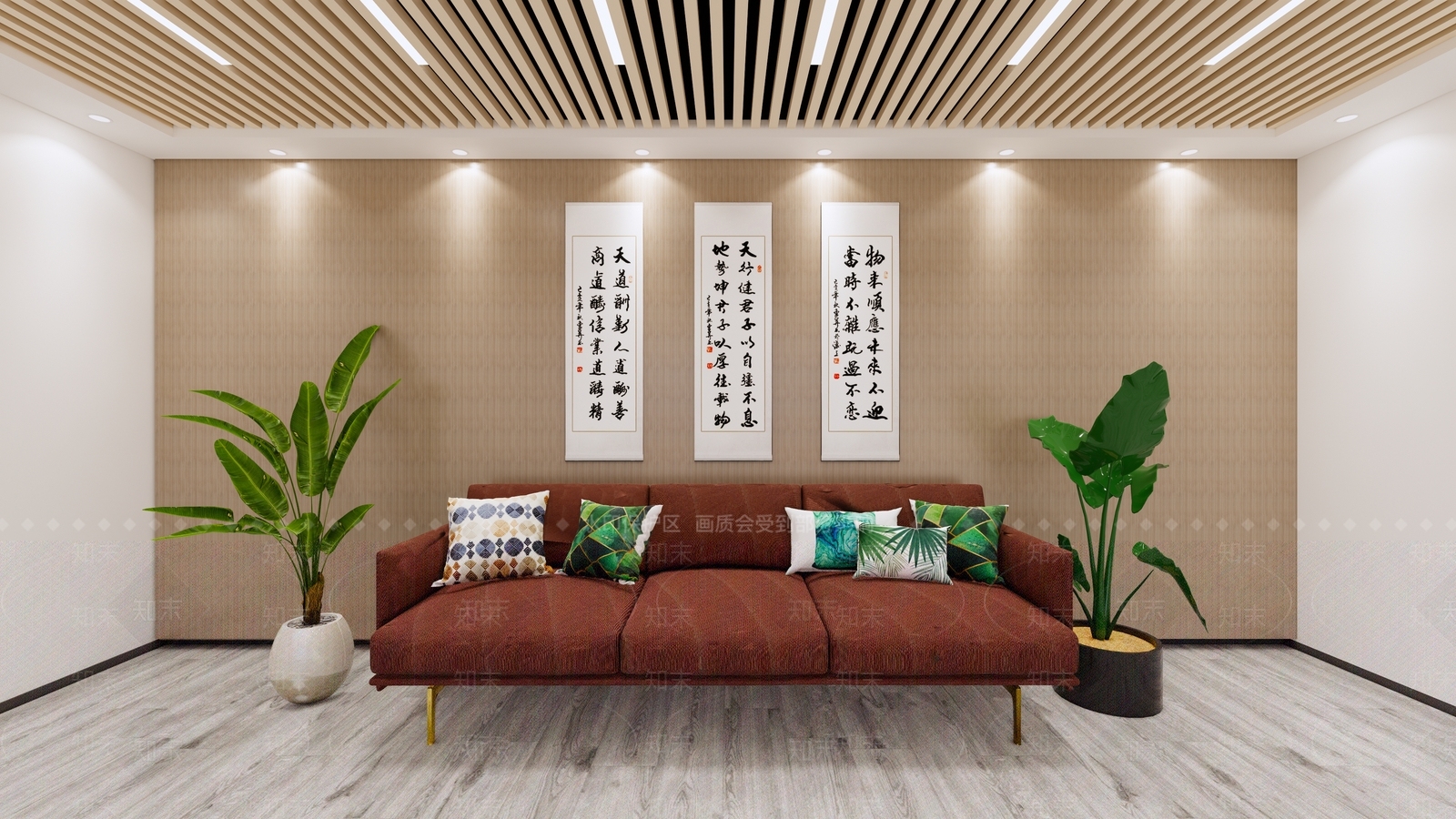 新中式客厅书法挂画SU模型下载【ID:1155481936】