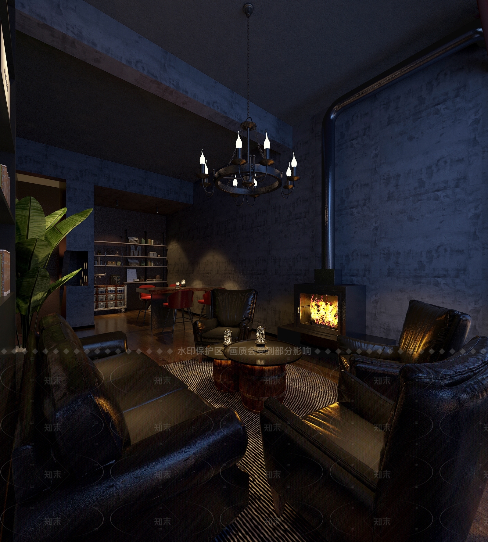 工业风暗黑酒吧3D模型下载【ID:1155491971】