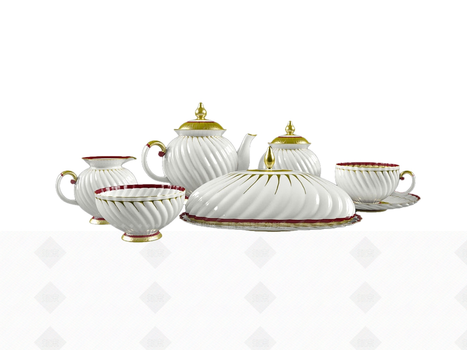 欧式古典茶具3D模型下载【ID:1155493073】