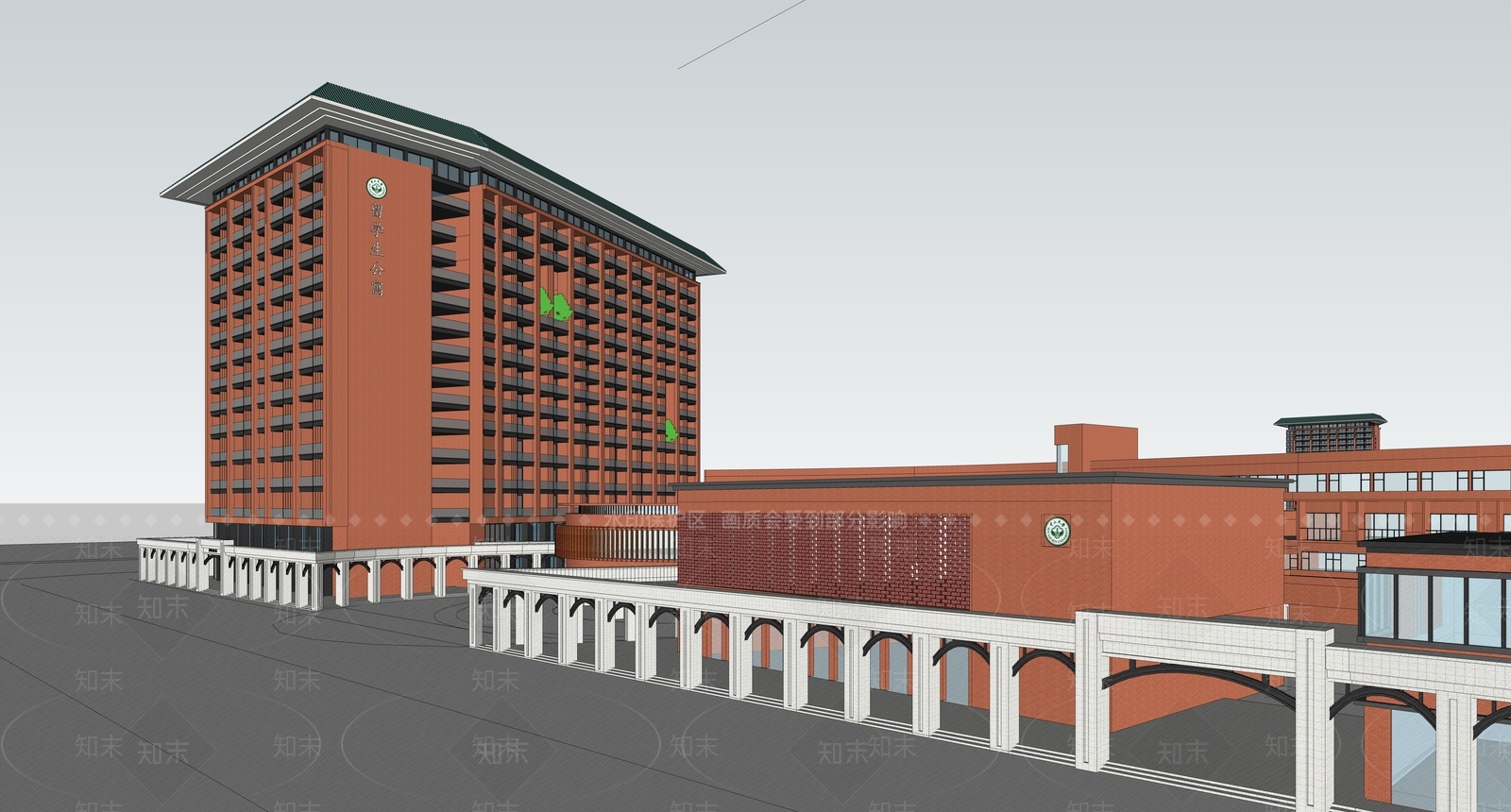 现代中大校区留学生宿舍SU模型下载【ID:1155494087】
