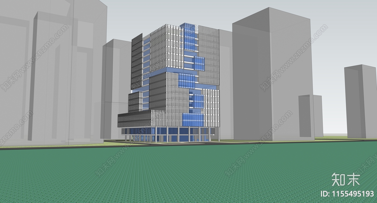 现代易宝大厦总部办公楼SU模型下载【ID:1155495193】