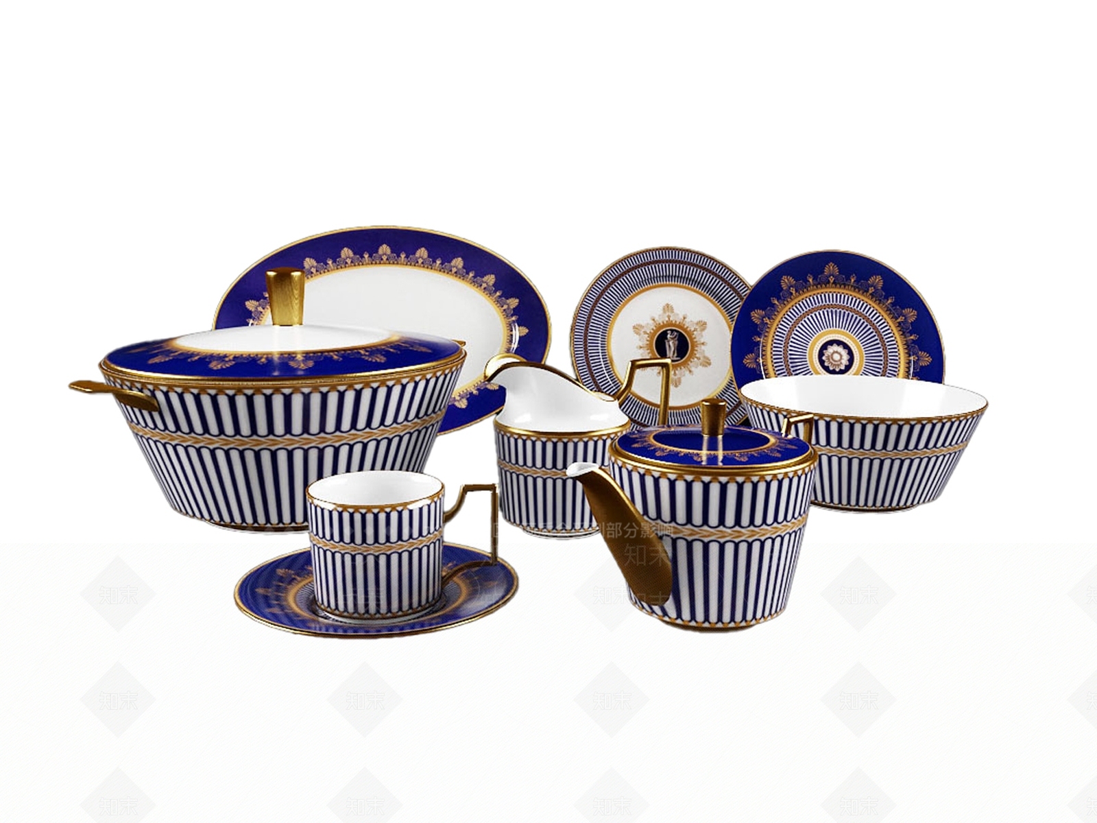 欧式古典茶具3D模型下载【ID:1155495126】