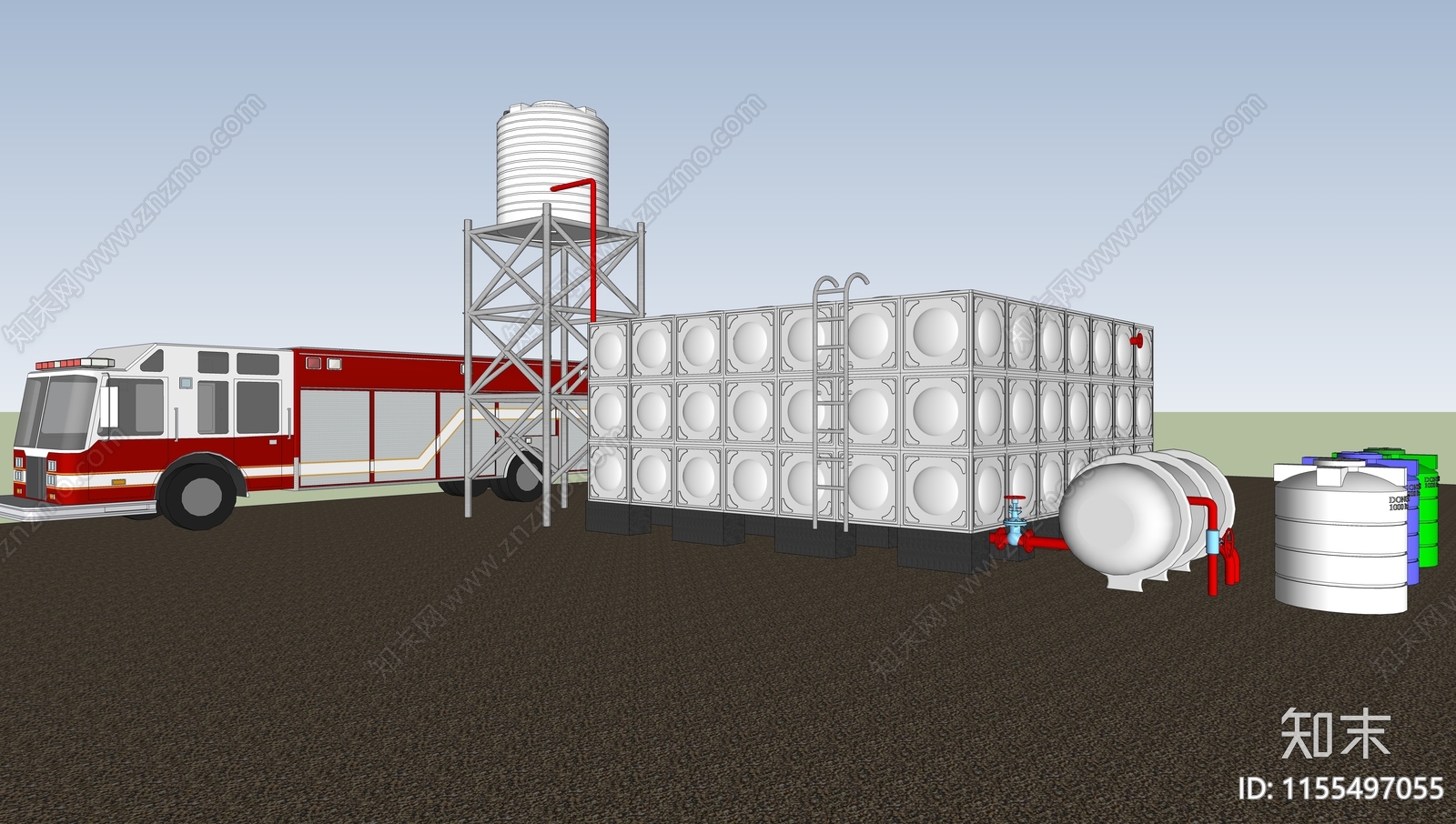 消防水箱SU模型下载【ID:1155497055】